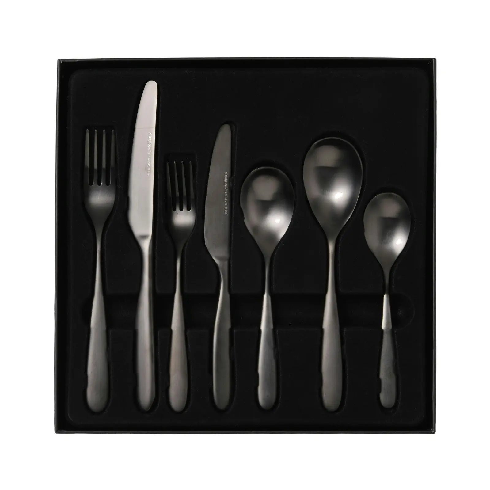 Sherwood Nouveau 42 Piece Cutlery Set Matte Black