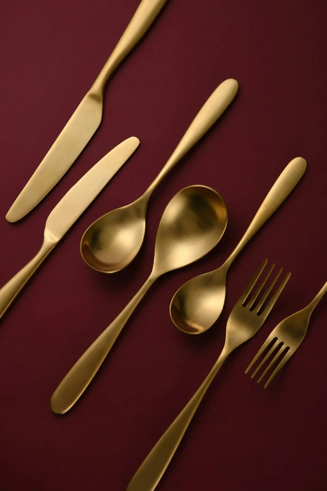 Sherwood Nouveau 42 Piece Cutlery Set Matte Gold