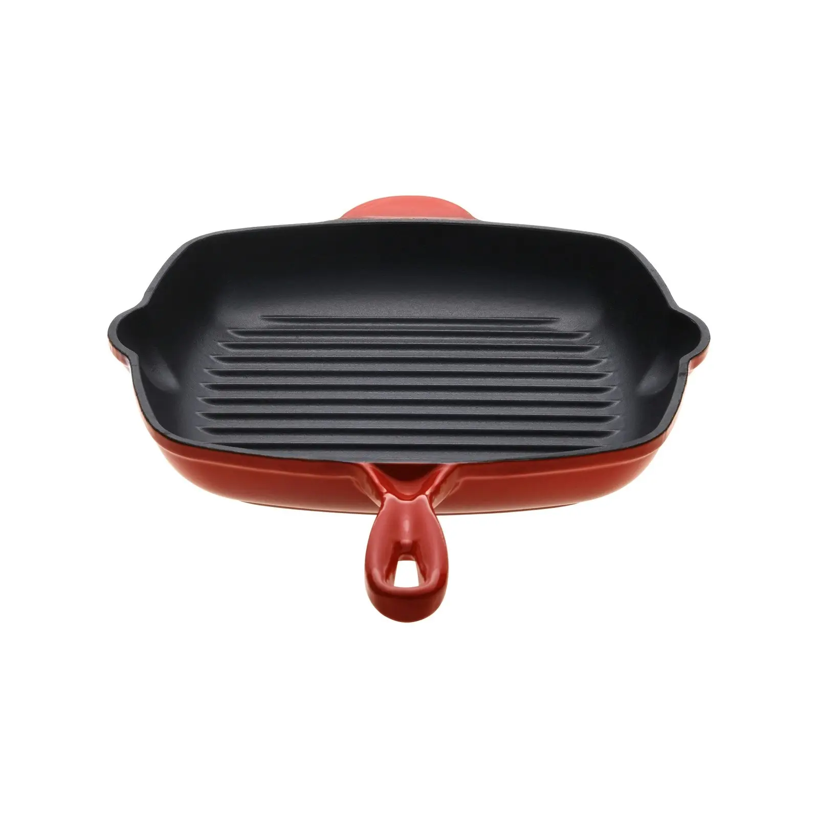 Gourmet Kitchen Cast Iron Square Grill Pan 28cm Black Cherry Red