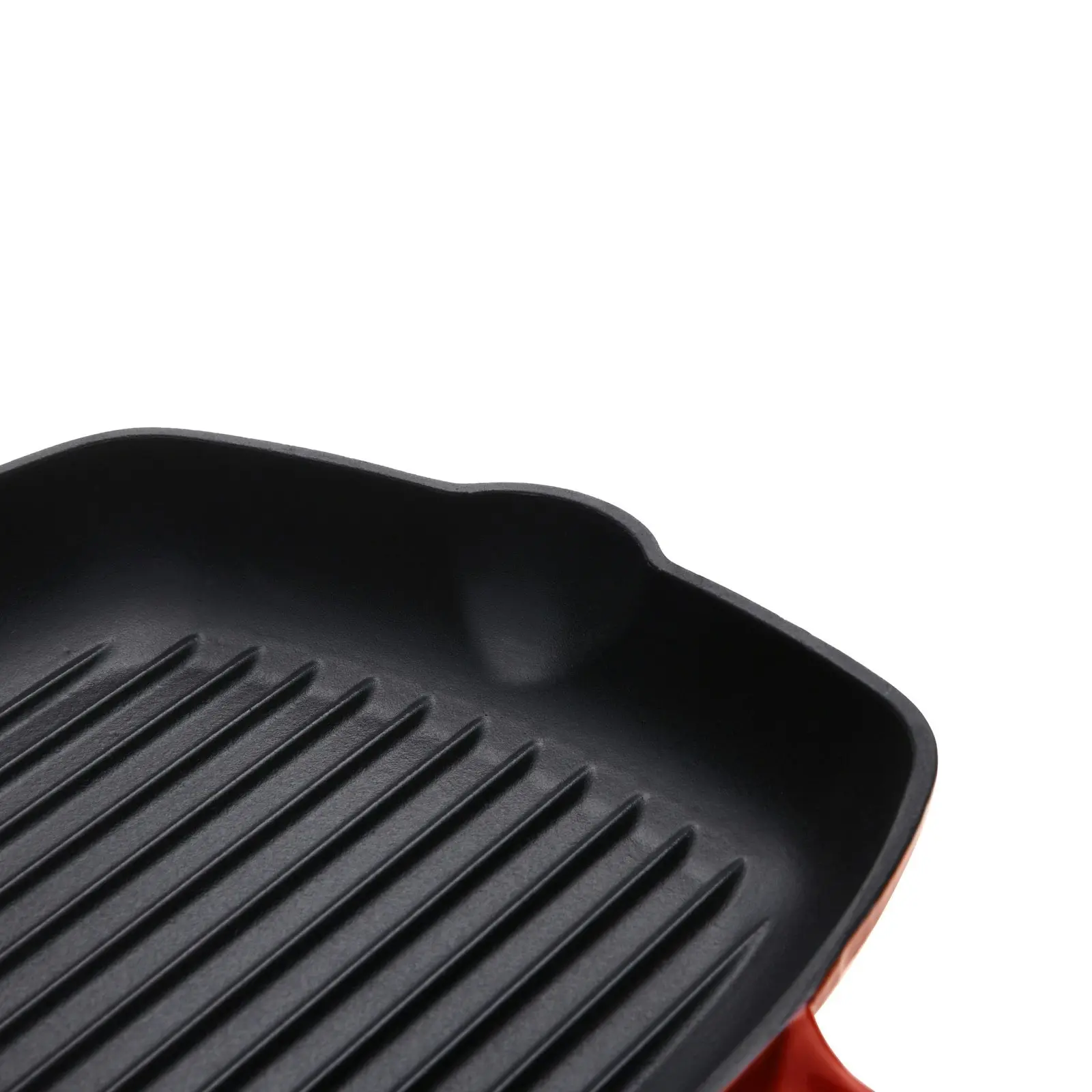 Gourmet Kitchen Cast Iron Square Grill Pan 28cm Black Cherry Red