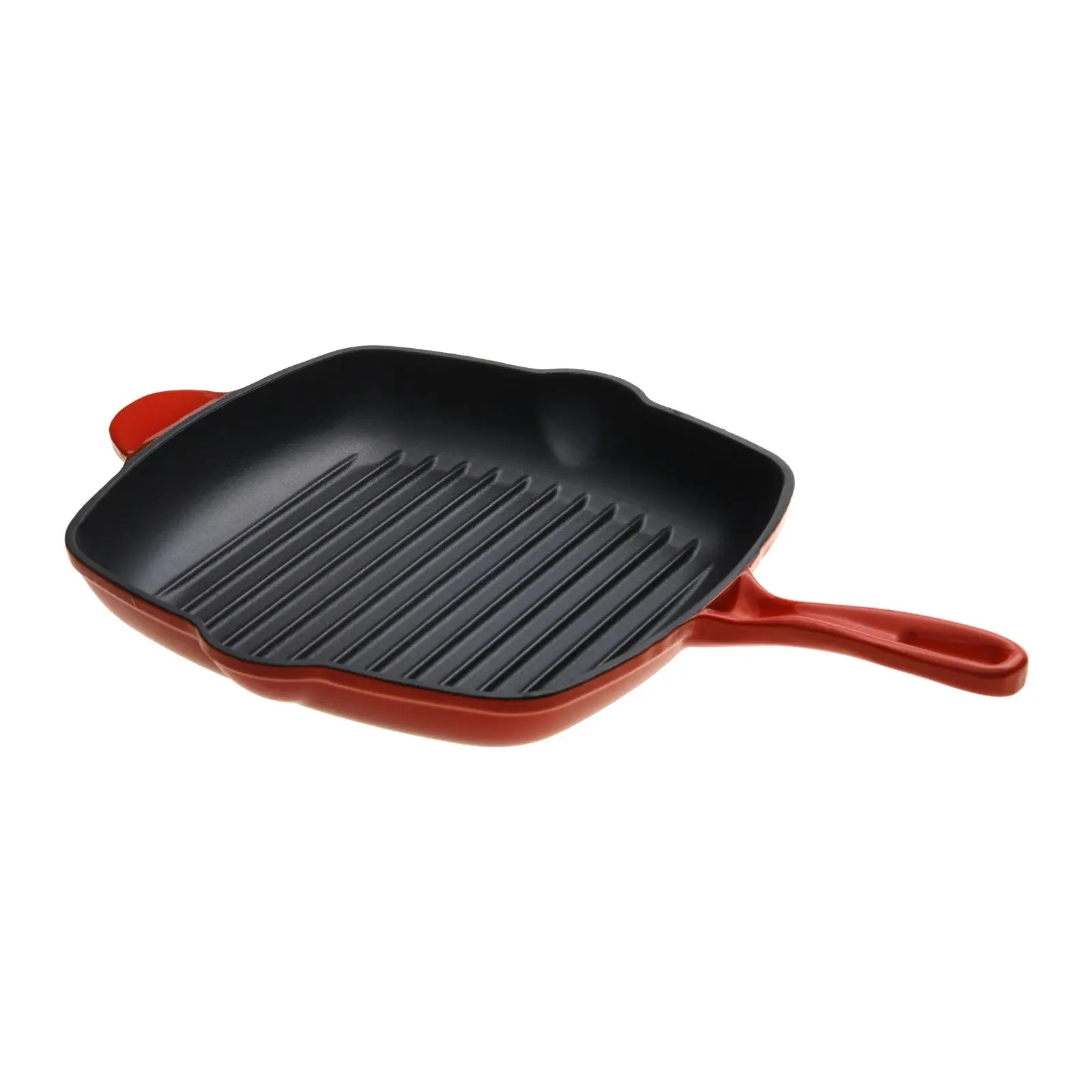 Gourmet Kitchen Cast Iron Square Grill Pan 28cm Black Cherry Red