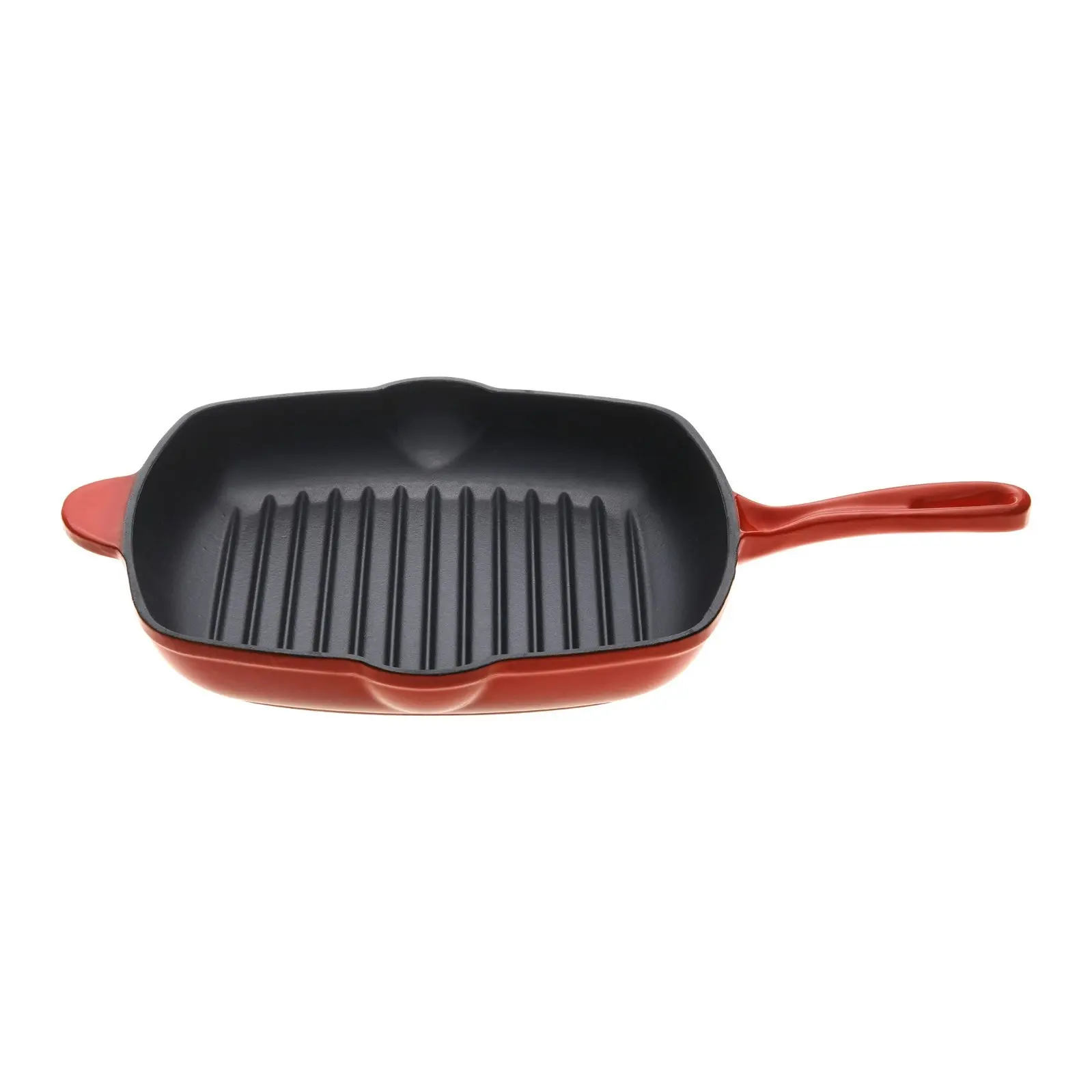 Gourmet Kitchen Cast Iron Square Grill Pan 28cm Black Cherry Red