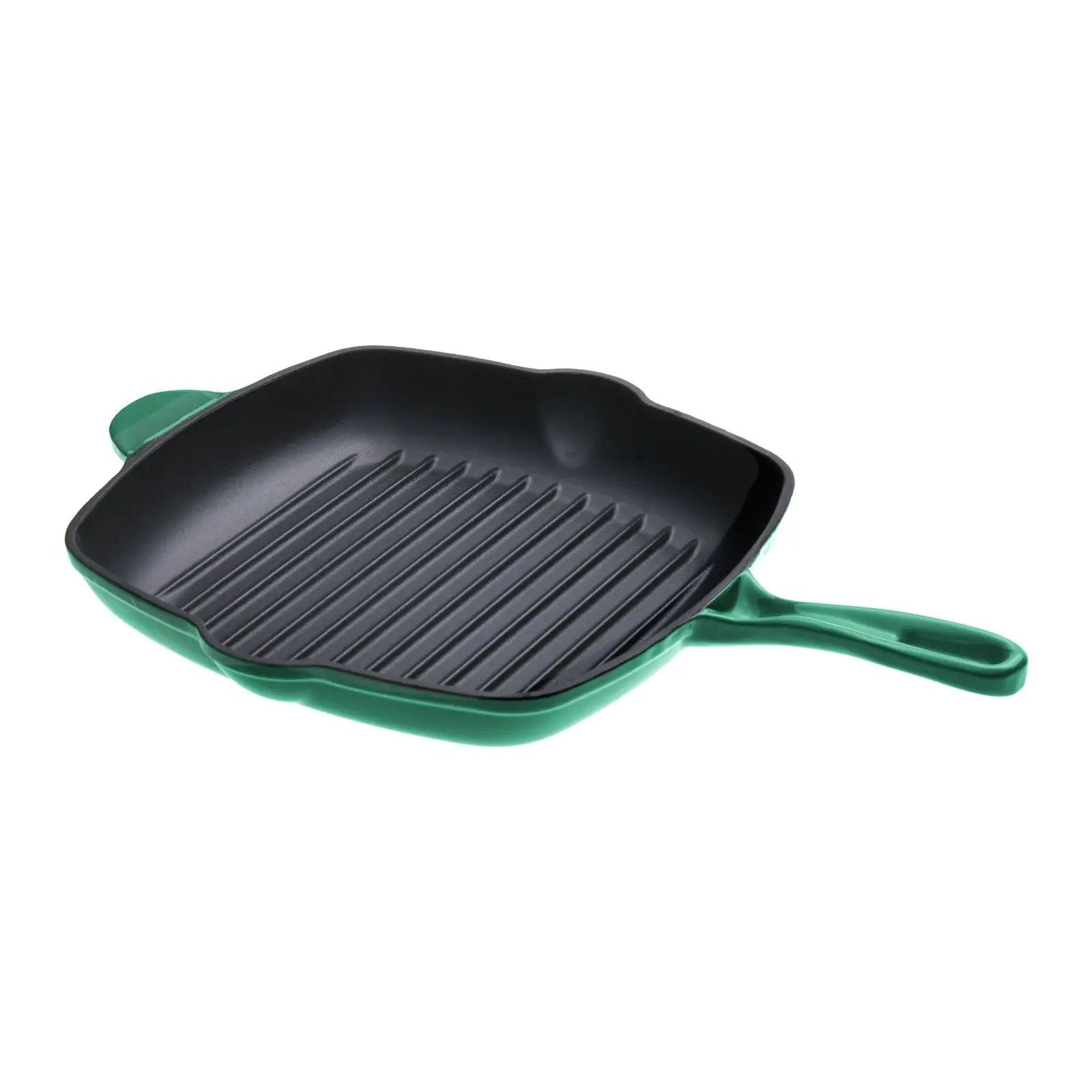 Gourmet Kitchen Cast Iron Square Grill Pan 28cm Eden Green