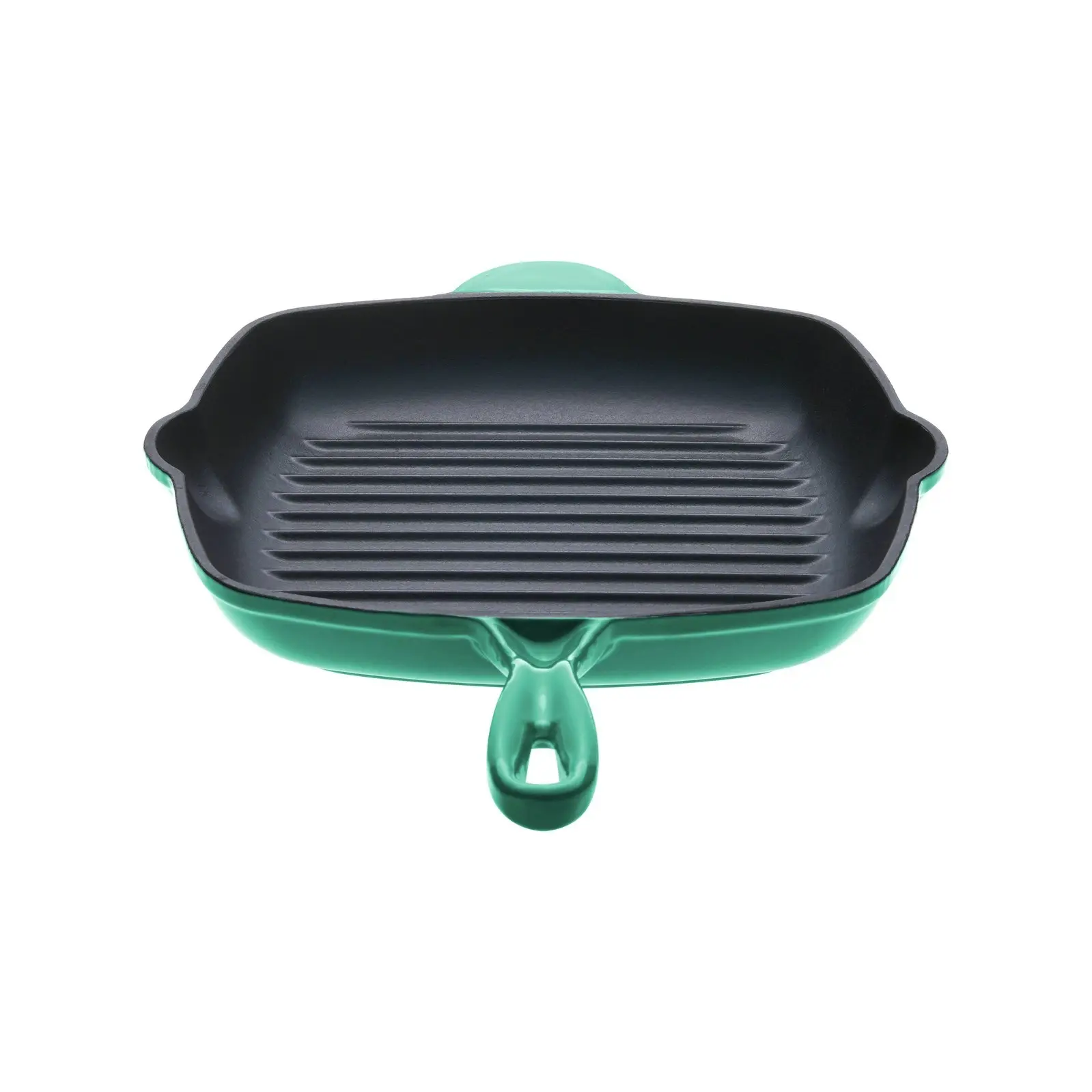 Gourmet Kitchen Cast Iron Square Grill Pan 28cm Eden Green