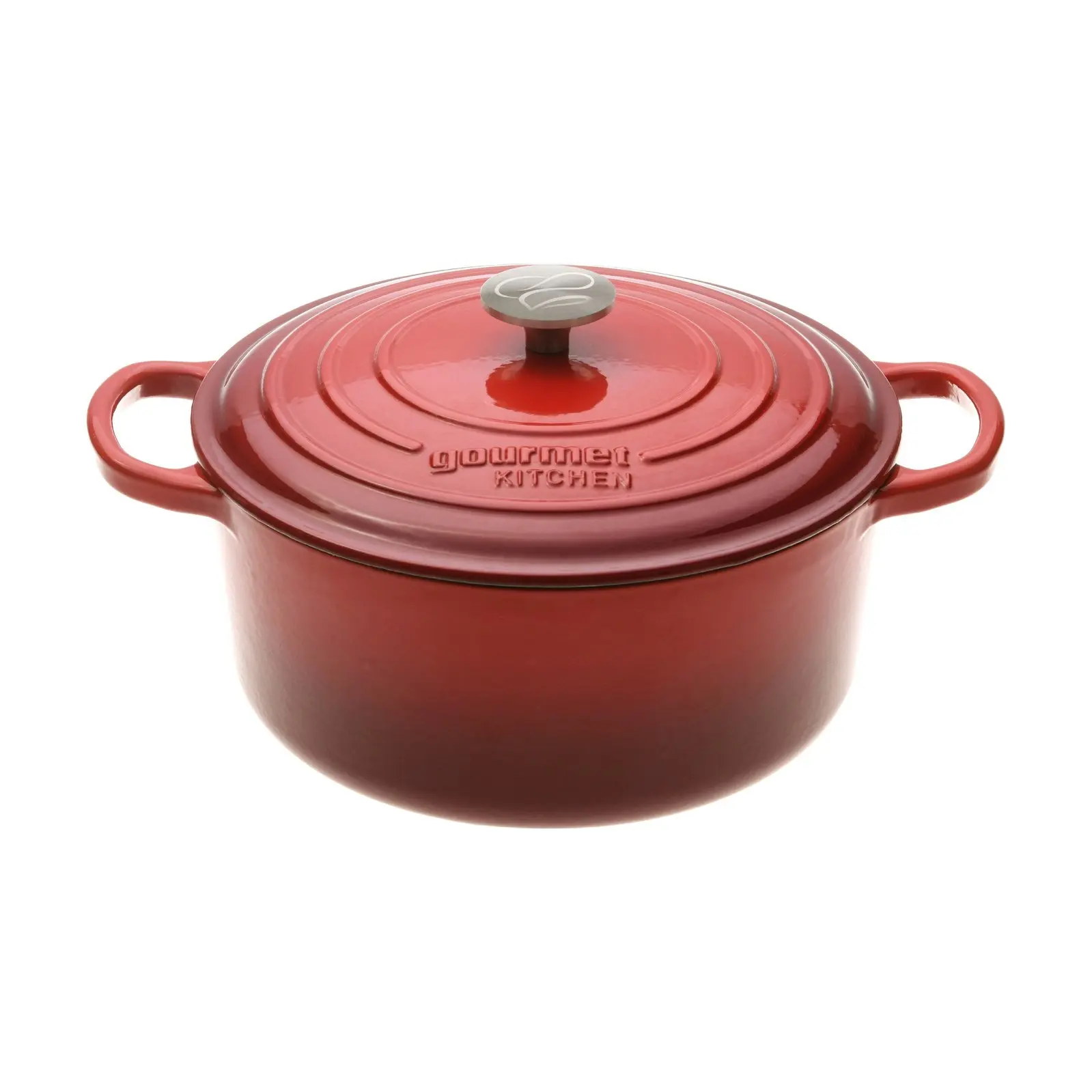 Gourmet Kitchen Cast Iron Casserole 28 cm Black Cherry Red