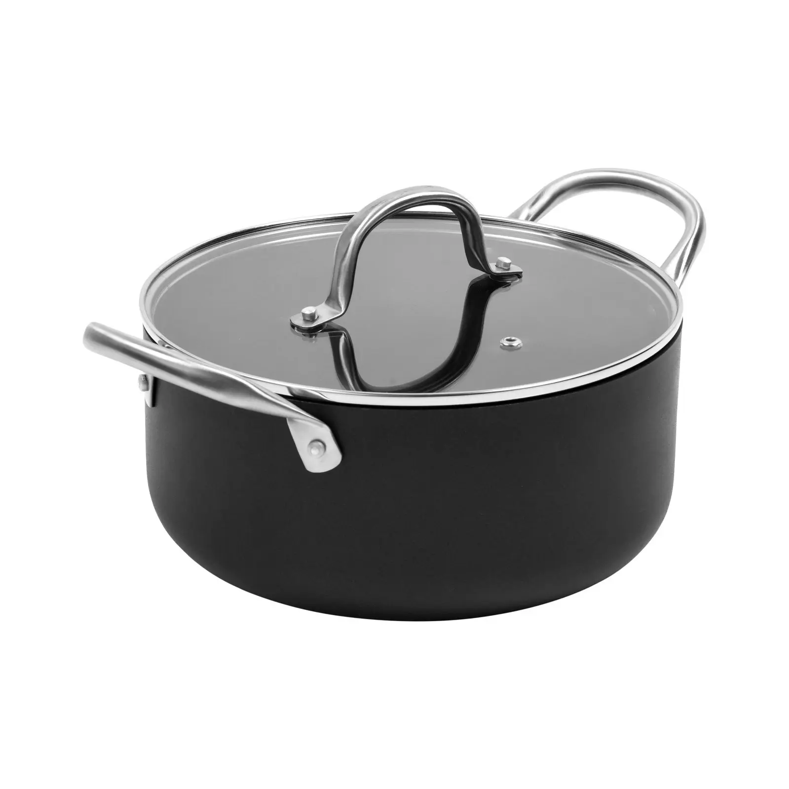 Gourmet Kitchen Meteore Non-Stick Casserole with Flat Lid 24cm