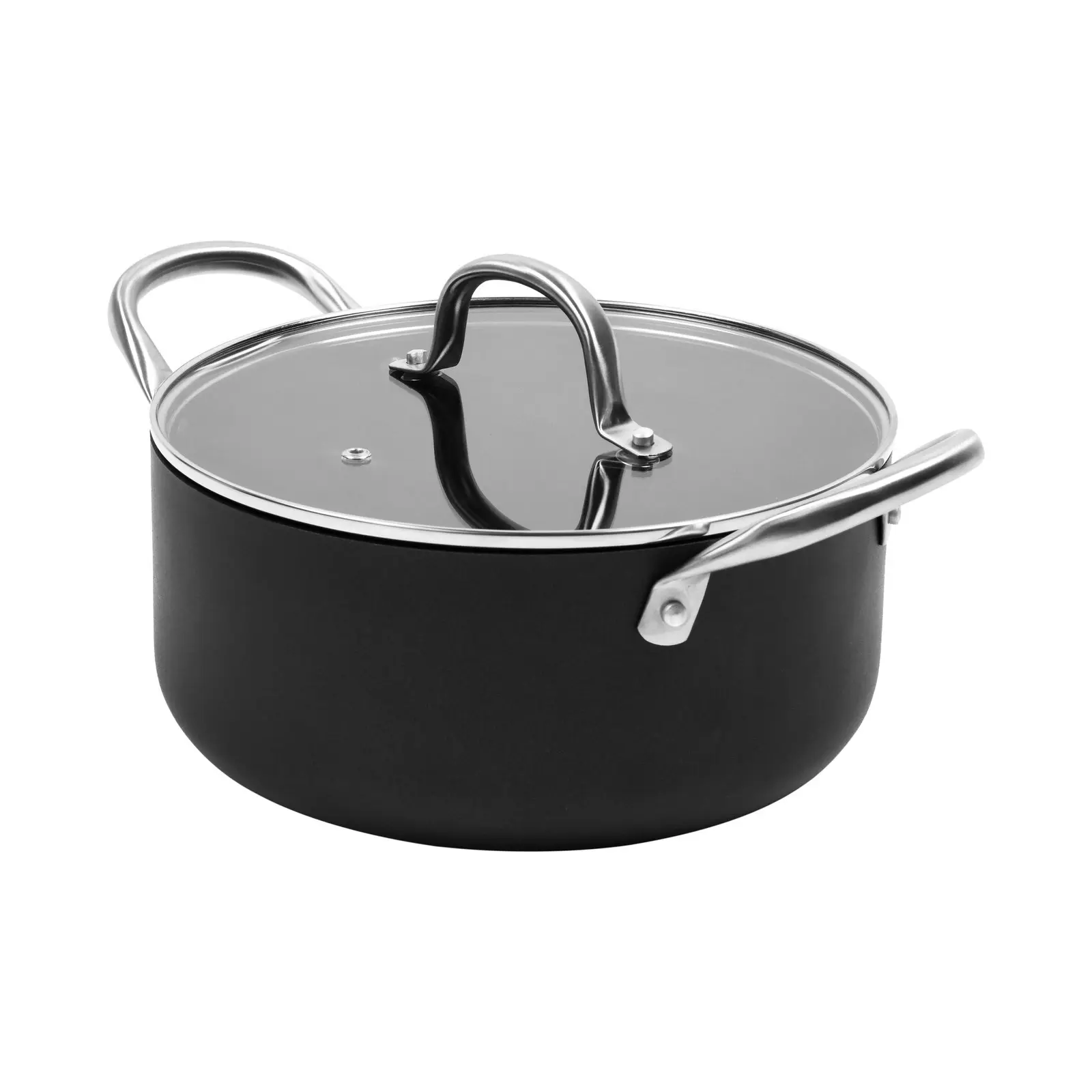 Gourmet Kitchen Meteore Non-Stick Casserole with Flat Lid 24cm