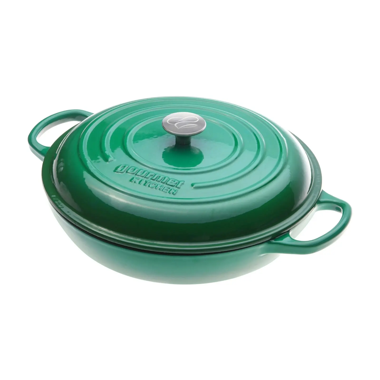 Gourmet Kitchen Cast Iron Shallow Casserole 30cm Eden Green