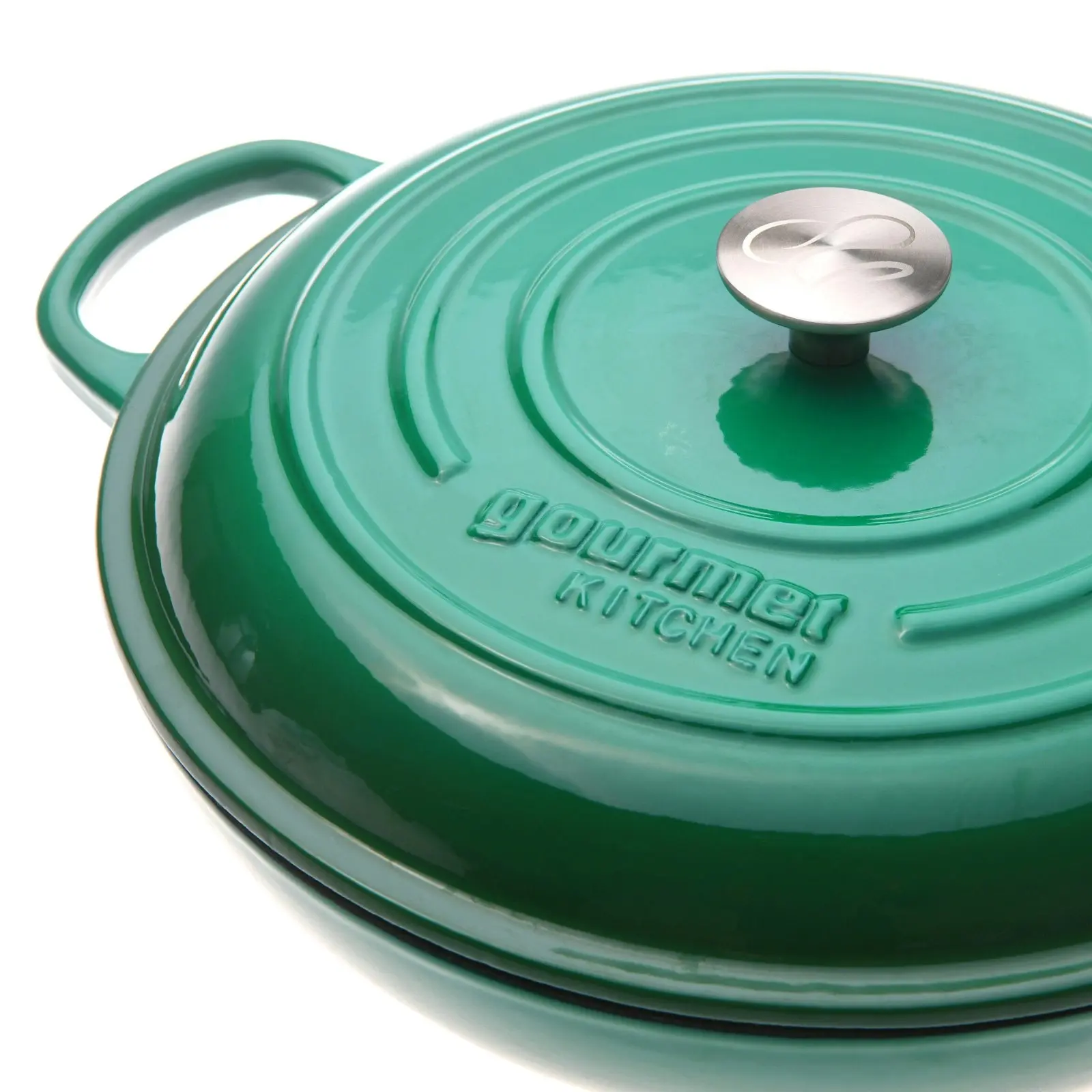 Gourmet Kitchen Cast Iron Shallow Casserole 30cm Eden Green