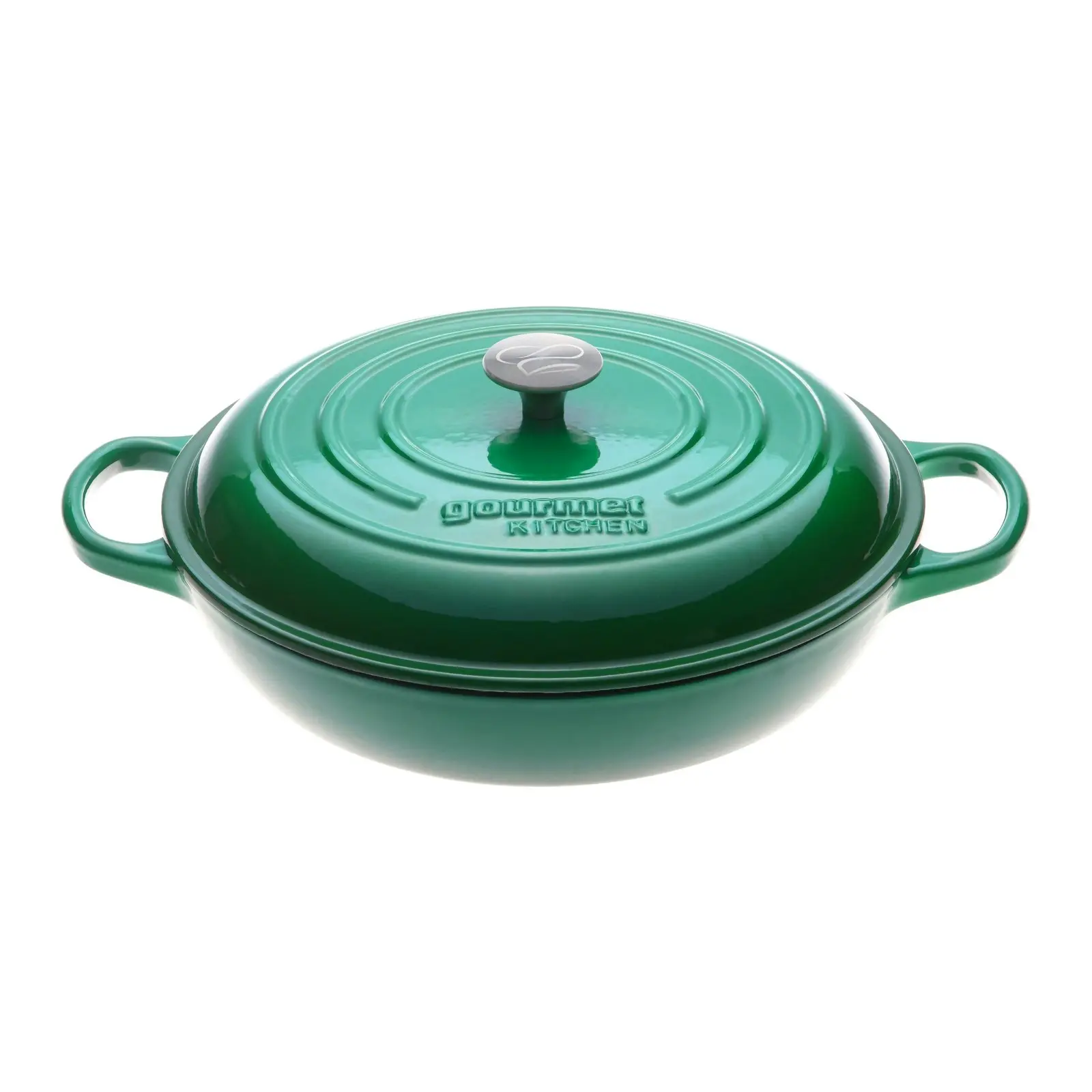 Gourmet Kitchen Cast Iron Shallow Casserole 30cm Eden Green