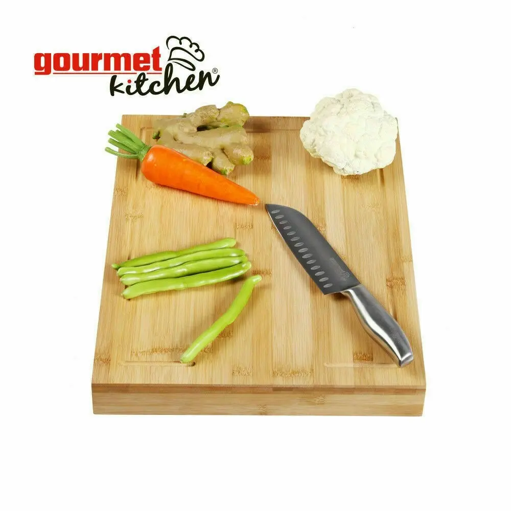 Gourmet Kitchen Bamboo Cutting Board with Counter Edge Natural Brown 45x35x5cm