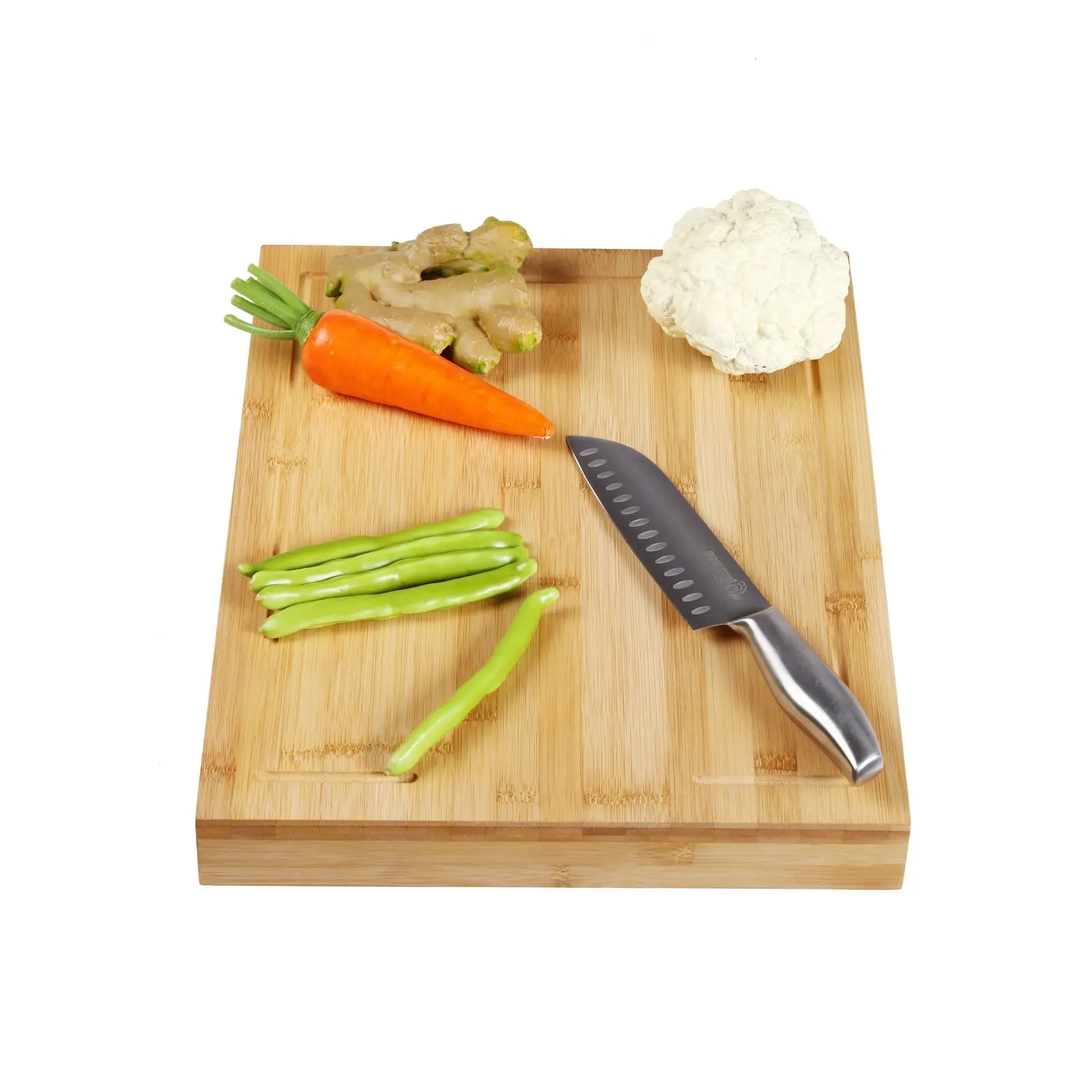 Gourmet Kitchen Bamboo Cutting Board with Counter Edge Natural Brown 45x35x5cm