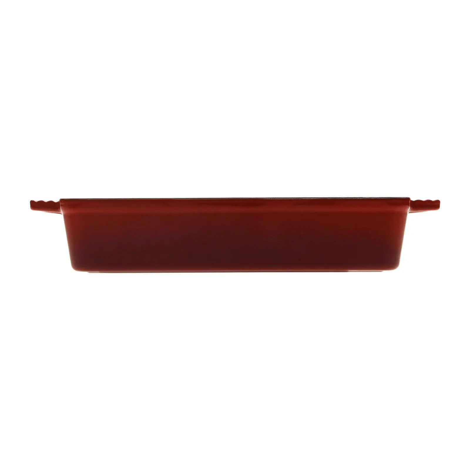 Gourmet Kitchen Cast Iron Rectangular Baking Pan 33cm Black Cherry Red