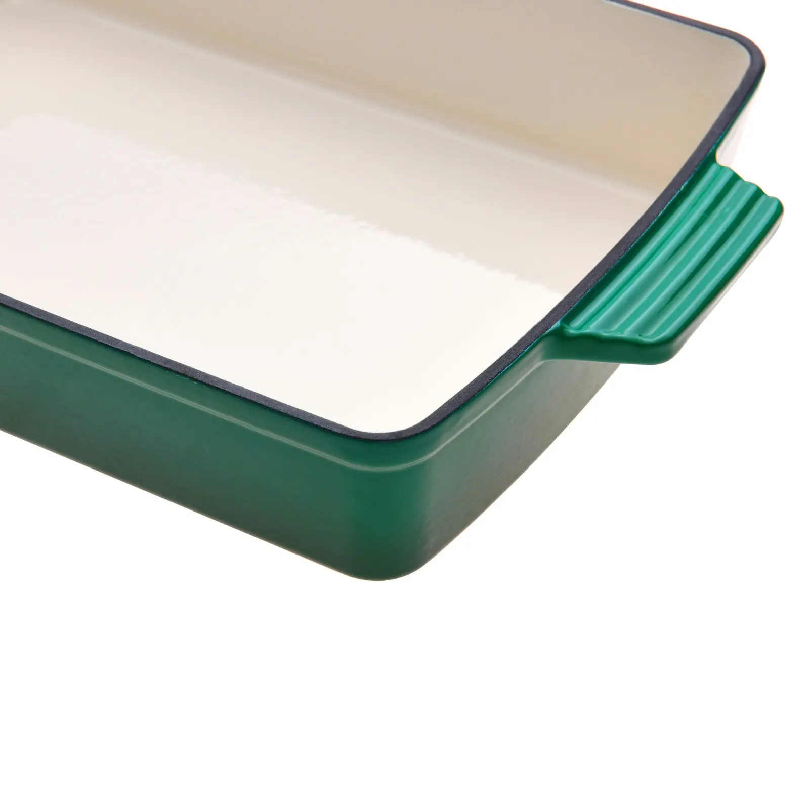 Gourmet Kitchen Cast Iron Rectangular Baking Pan 33cm Eden Green