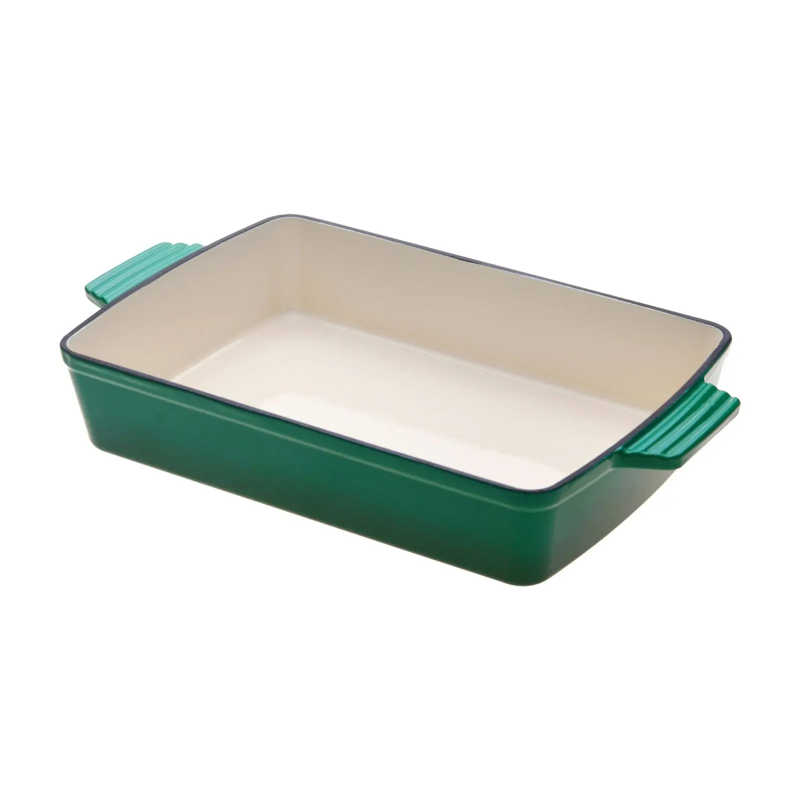 Gourmet Kitchen Cast Iron Rectangular Baking Pan 33cm Eden Green