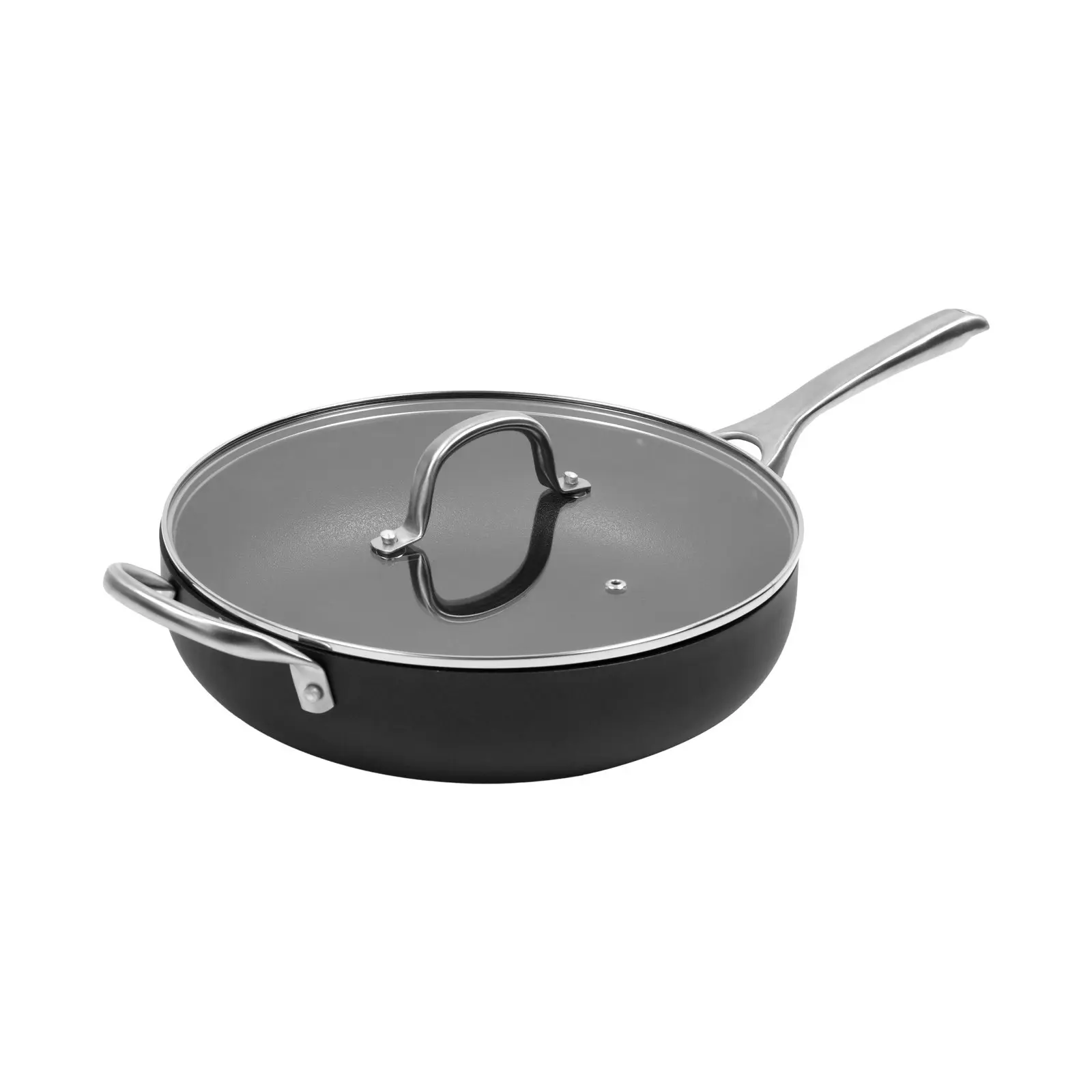 Gourmet Kitchen Meteore Non-Stick Deep Frypan with Flat Lid and Helper 30cm