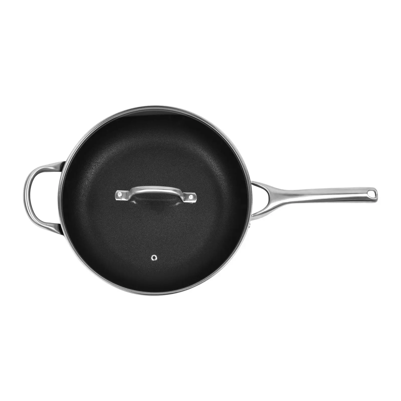 Gourmet Kitchen Meteore Non-Stick Deep Frypan with Flat Lid and Helper 30cm