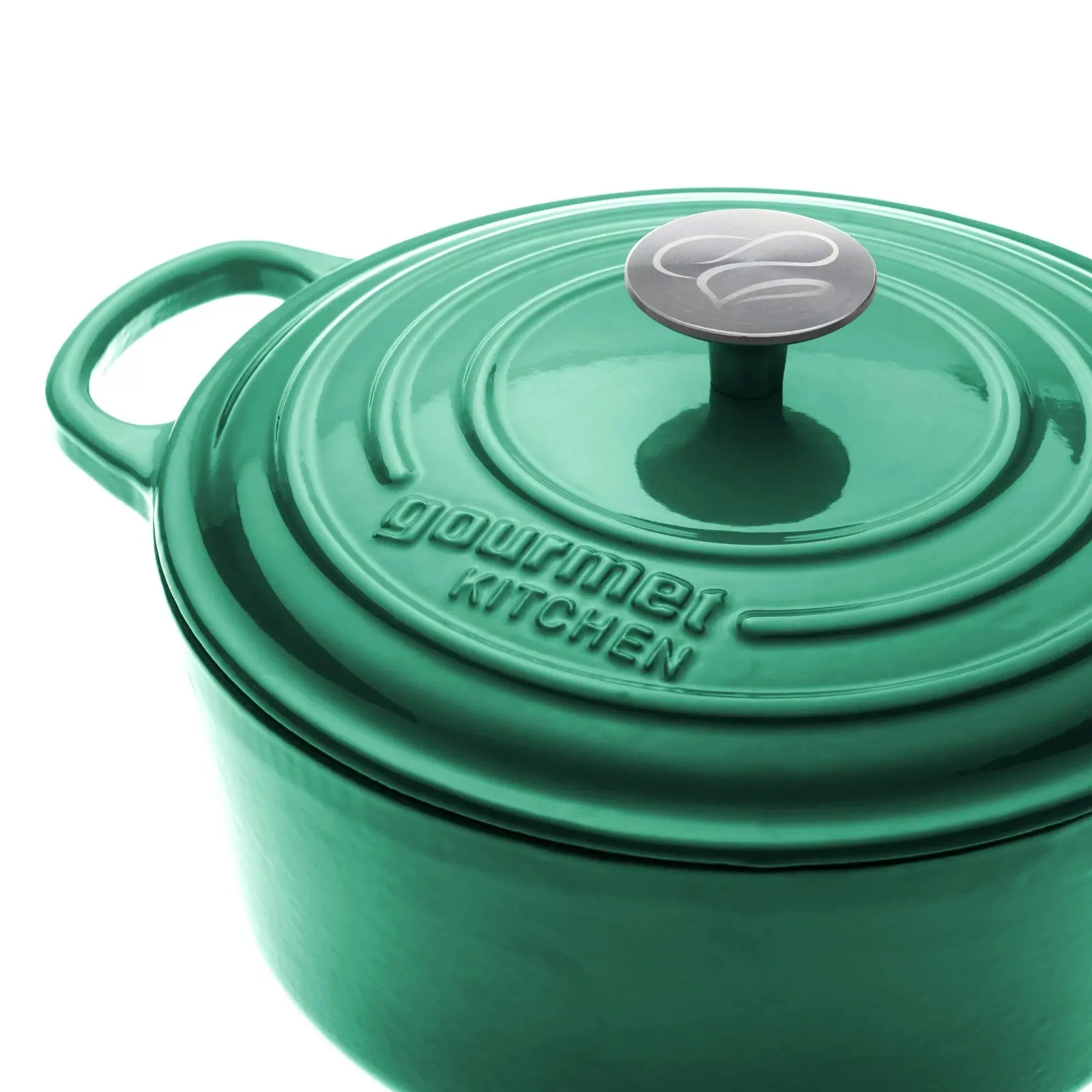 Gourmet Kitchen Cast Iron Casserole 24cm Eden Green