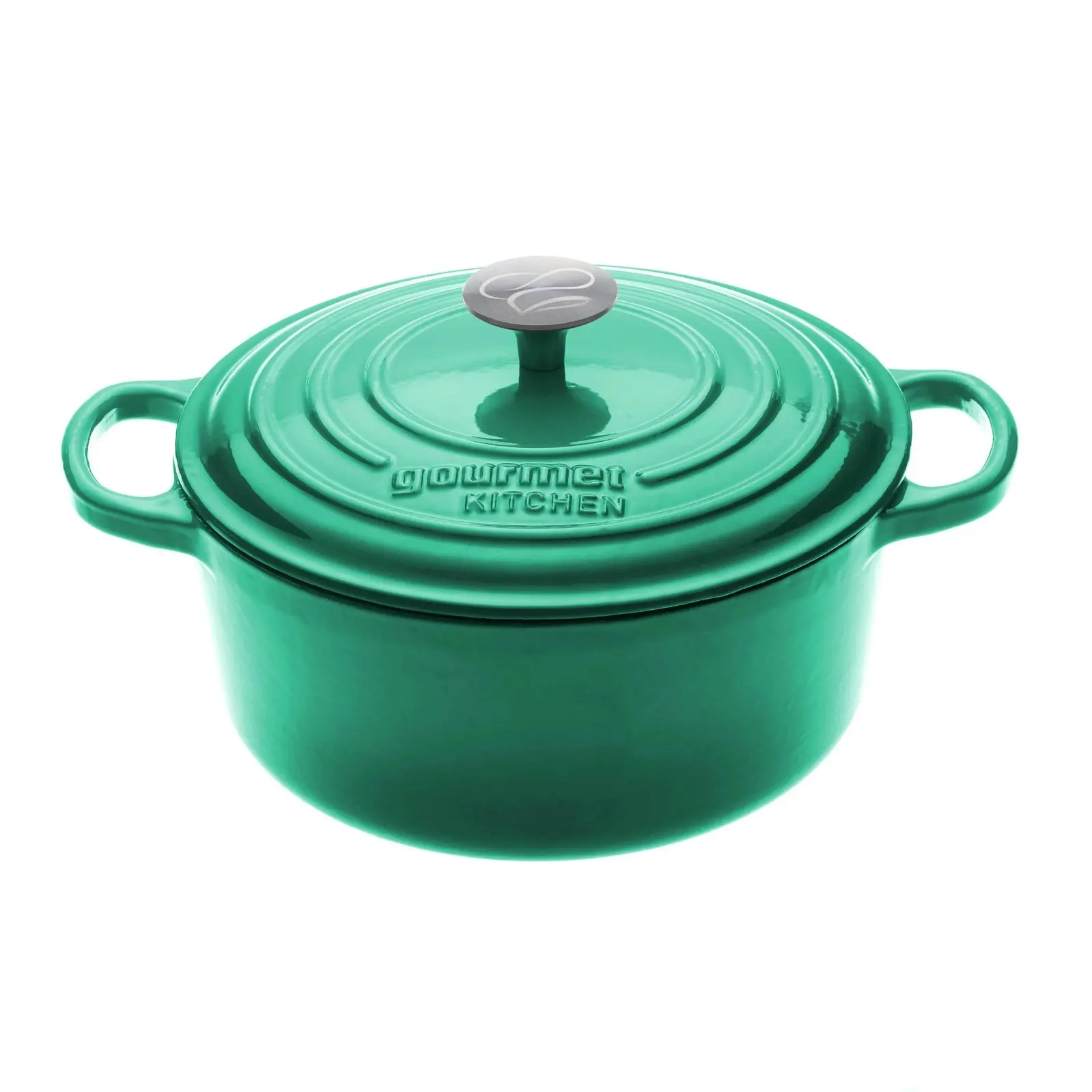 Gourmet Kitchen Cast Iron Casserole 24cm Eden Green