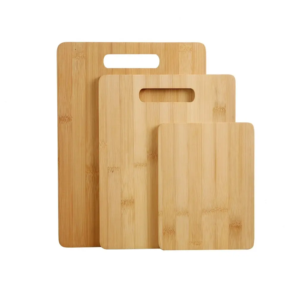 Gourmet Kitchen 3 Piece Natural Bamboo Cutting Board Set Wood Brown