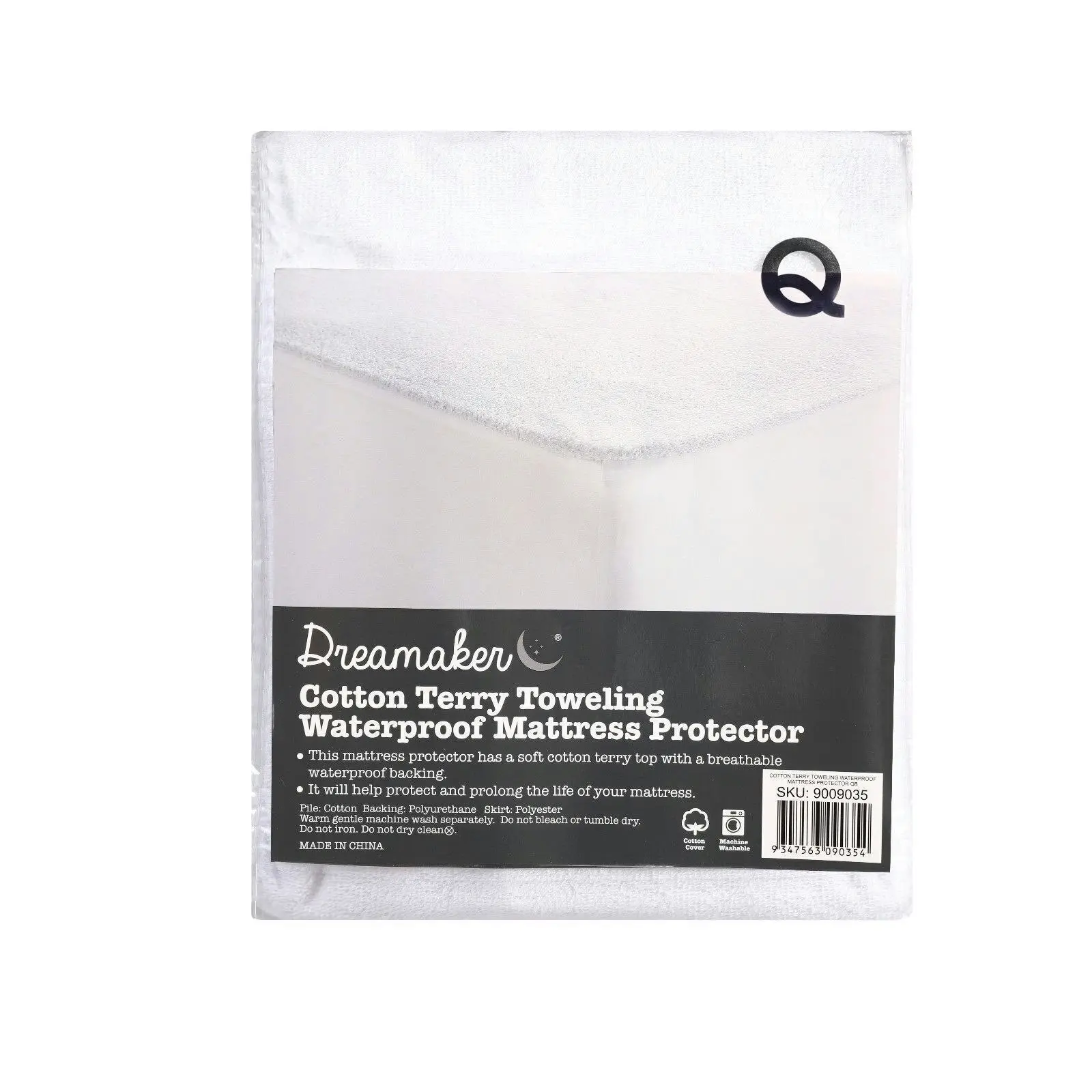 9009033 Dreamaker Cotton Terry Towelling Waterproof Mattress Protector - Single Bed