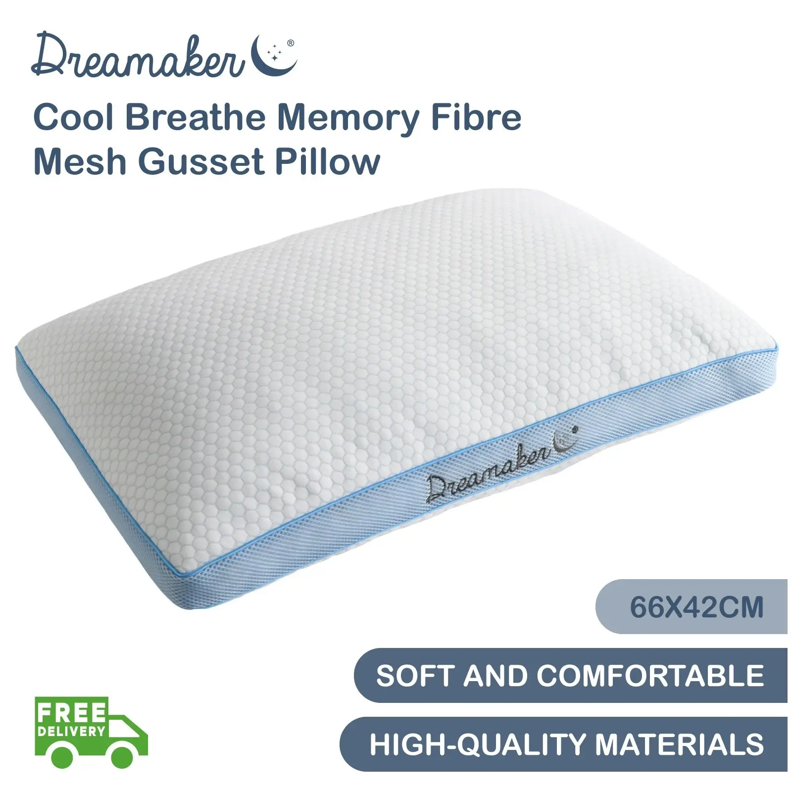 Dreamaker Cool Breathe Memory Fibre Mesh Gusset Pillow 66 x 42 cm