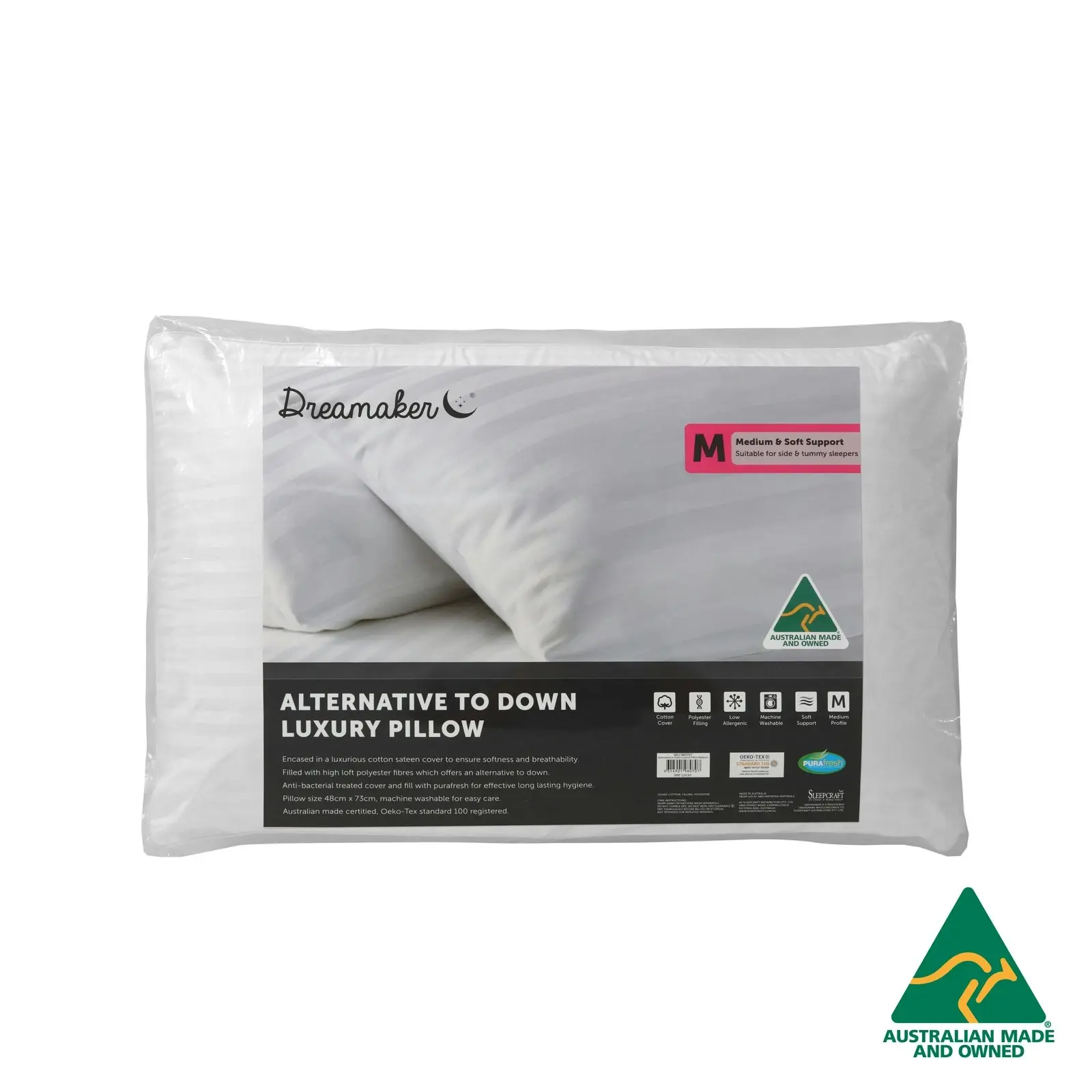 Dreamaker Australian Made Down Alternative Pillow Medium Profile