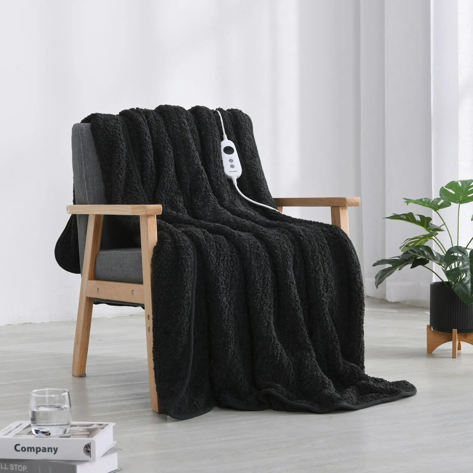 Dreamaker Teddy Fleece Heated Throw Charcoal 160x130cm