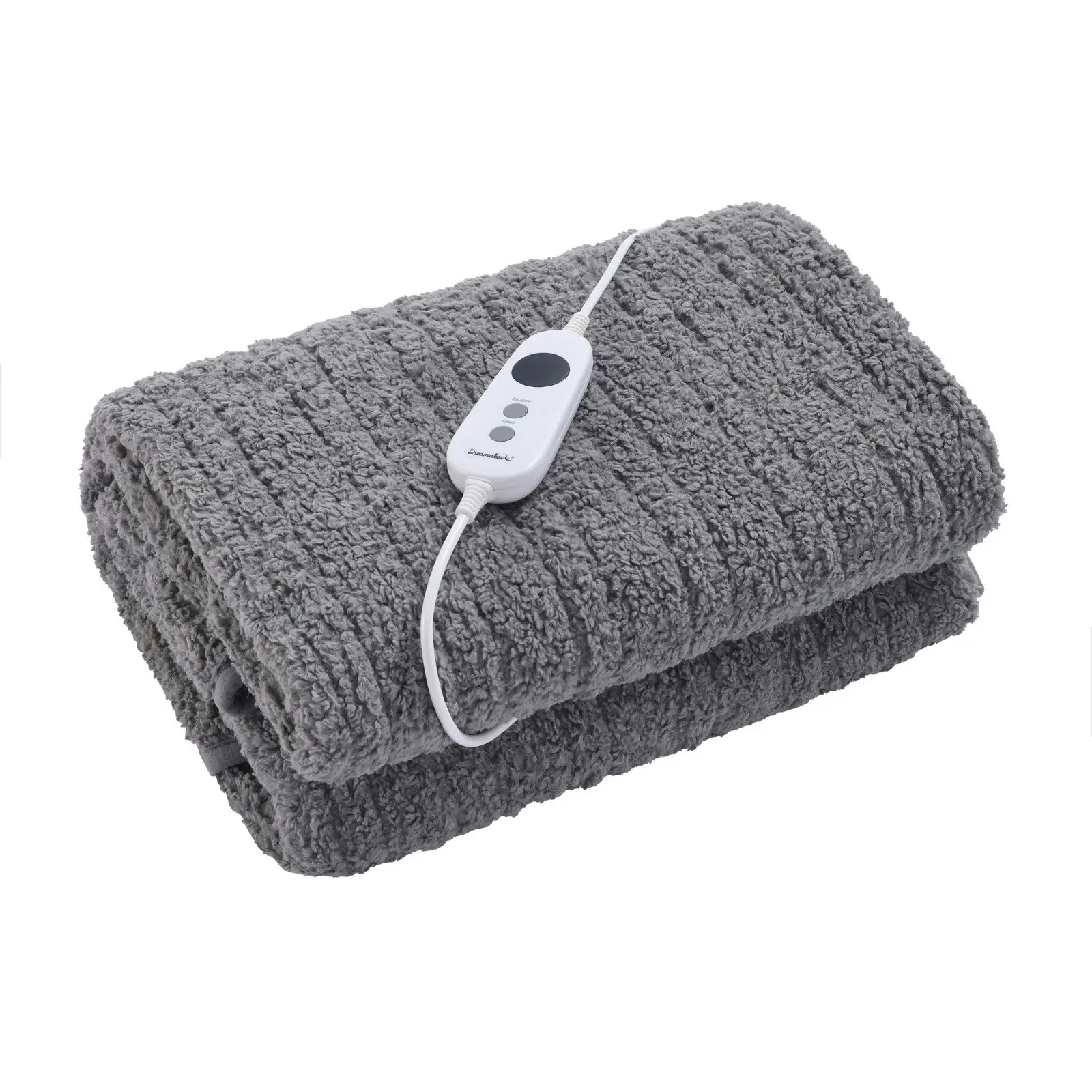 Dreamaker Teddy Fleece Heated Throw light Grey 160x130cm