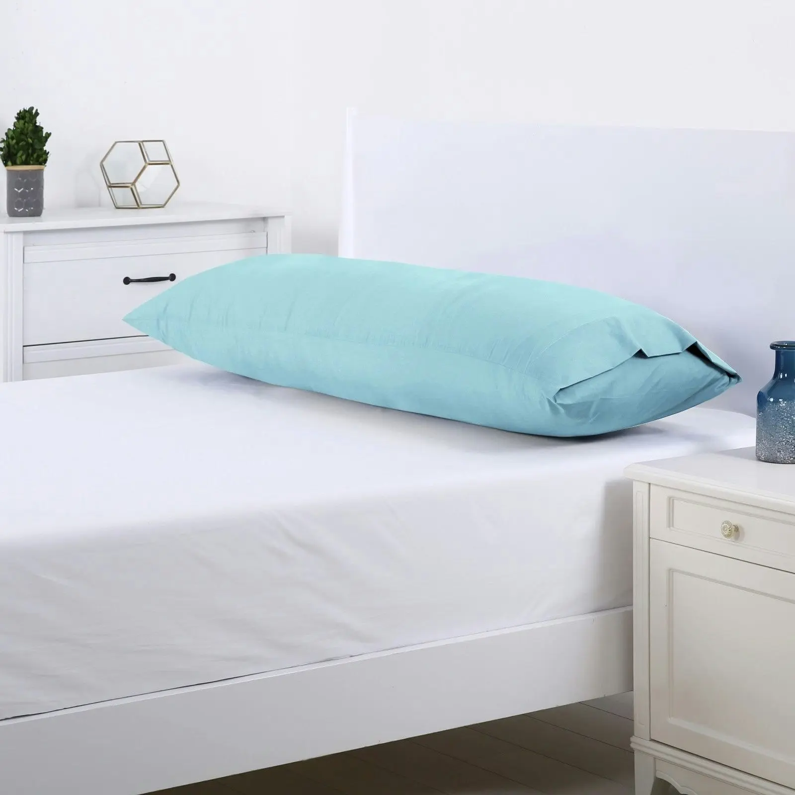 Dreamaker 250TC plain dyed Body pillowcases-48x150cm single pack canal blue