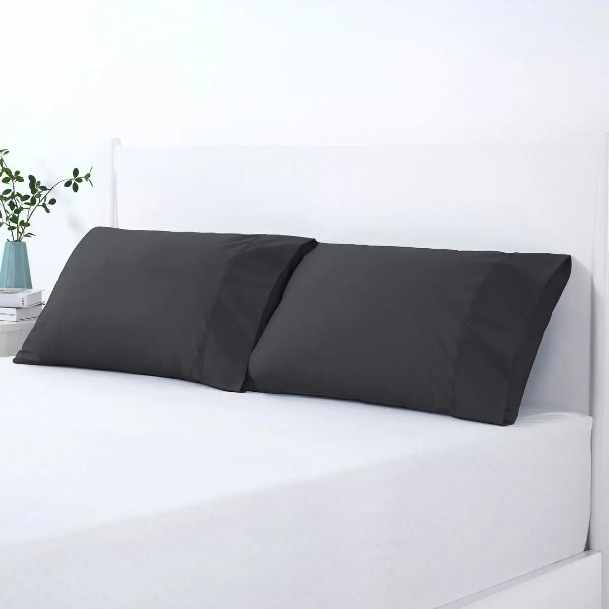 Dreamaker 250Tc Plain Dyed Standard Pillowcases - Twin Pack -48X73Cm Charcoal