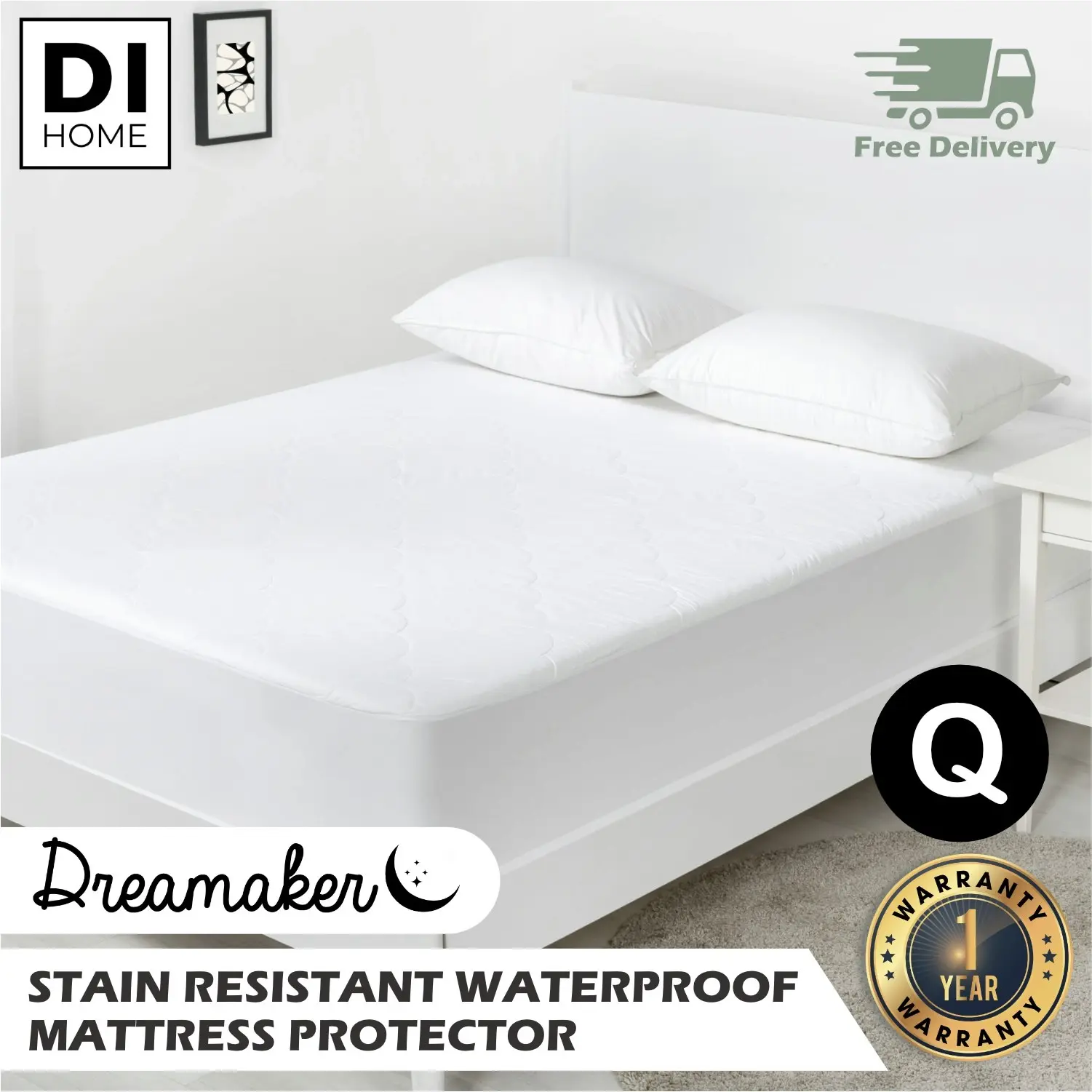 Dreamaker Stain Resistant Waterproof Mattress Protector Double Bed