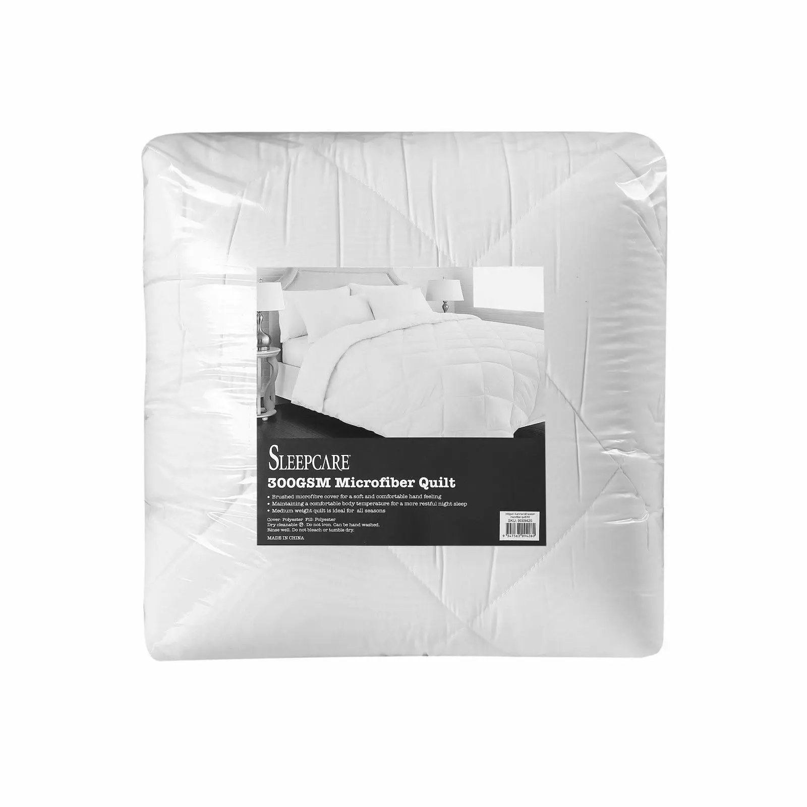 Sleepcare 300GSM All Season Microfibre Quilt Single Bed