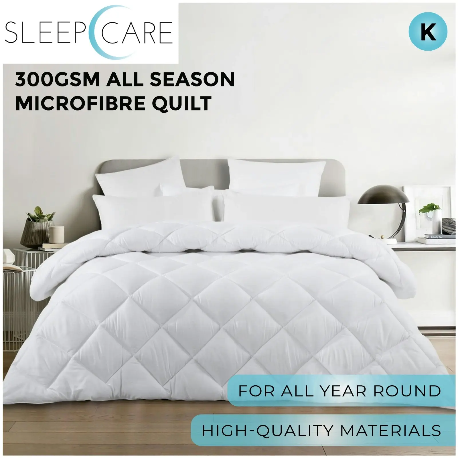 Sleepcare 300GSM All Season Microfibre Quilt Single Bed