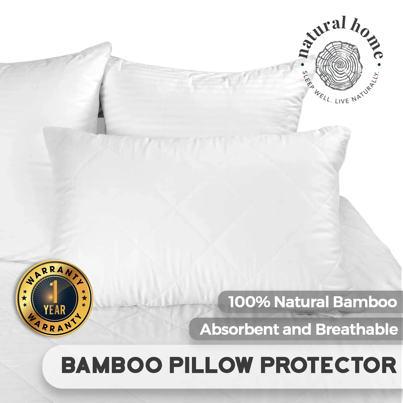 Natural Home Bamboo Pillow Protector Standard