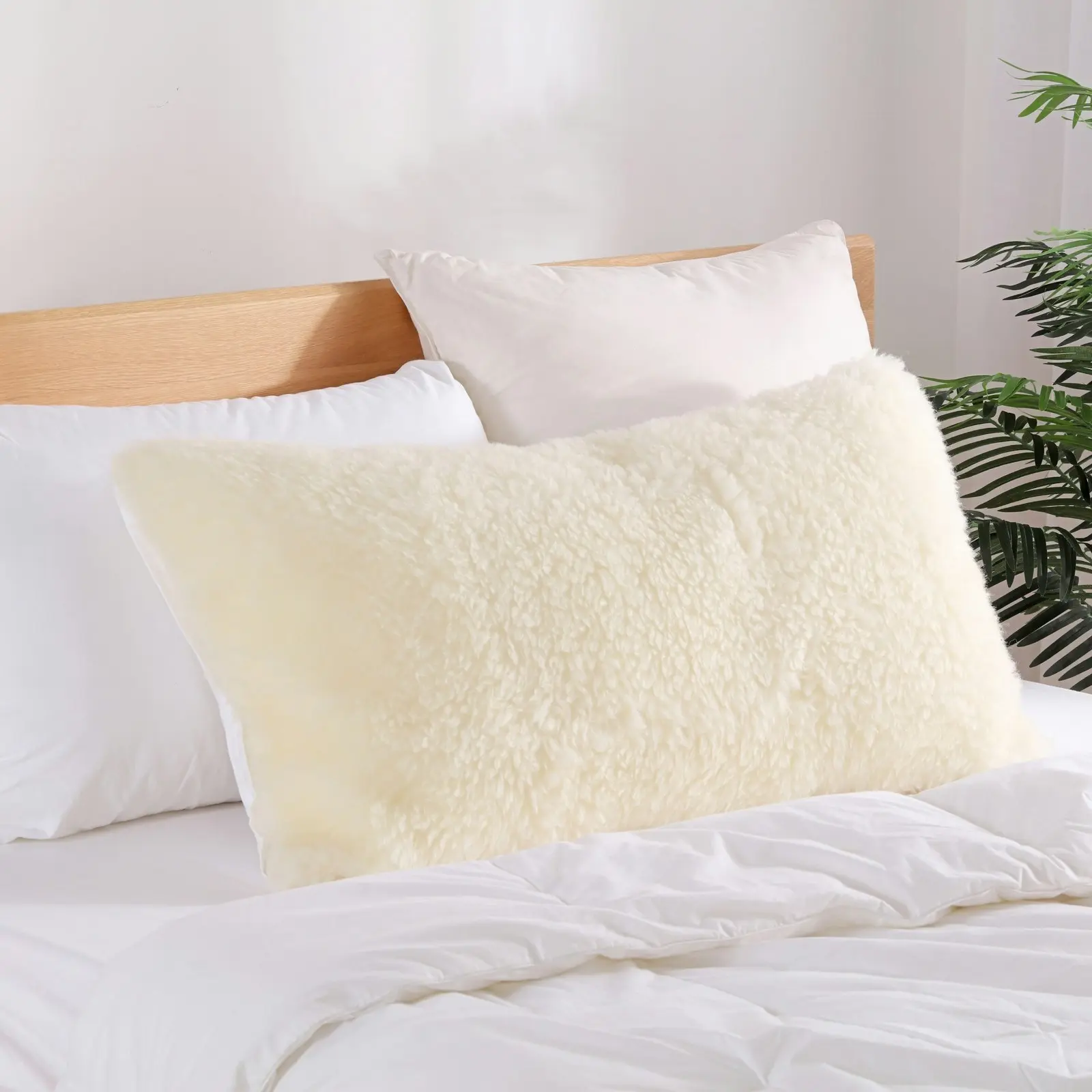 Dreamaker Wool Pillow Protector Natural King 50x90cm