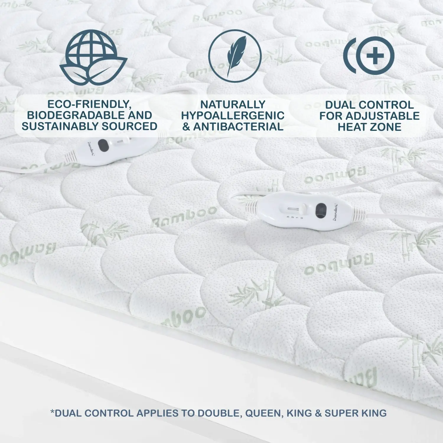 Dreamaker Bamboo Quilted Electric Blanket King Bed