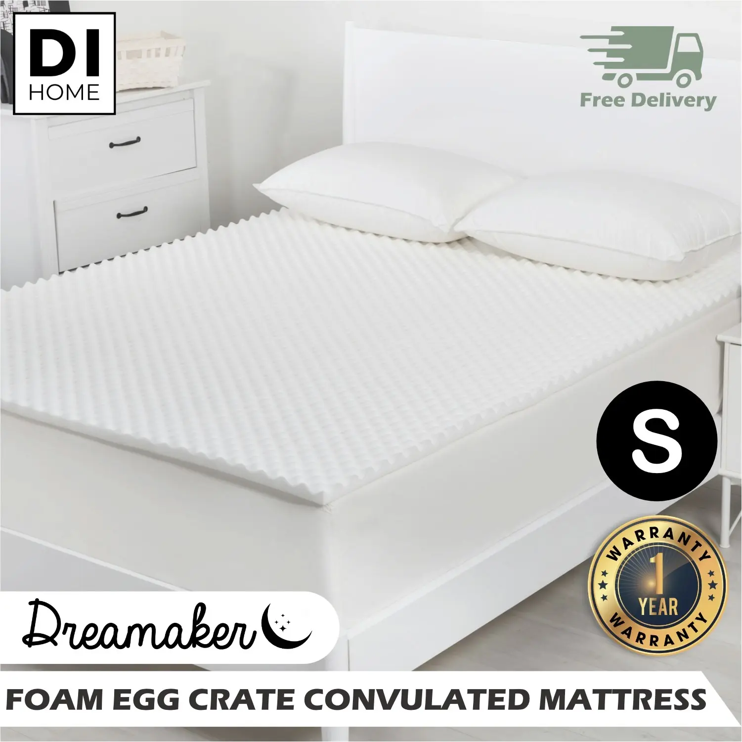 Dreamaker Egg Crate Convoluted Foam Underlay Single Bed