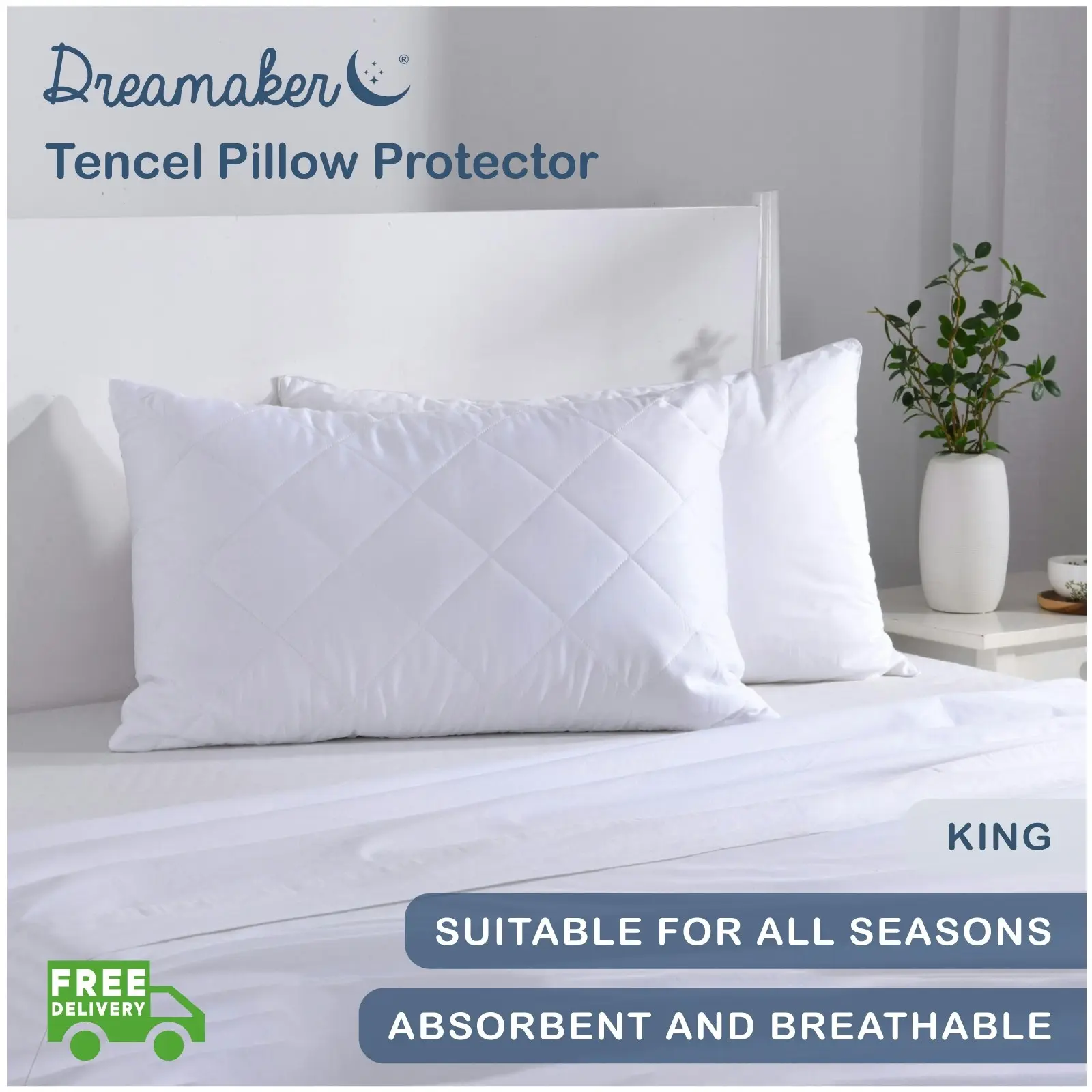 Dreamaker Tencel Pillow Protector King Pillow Size