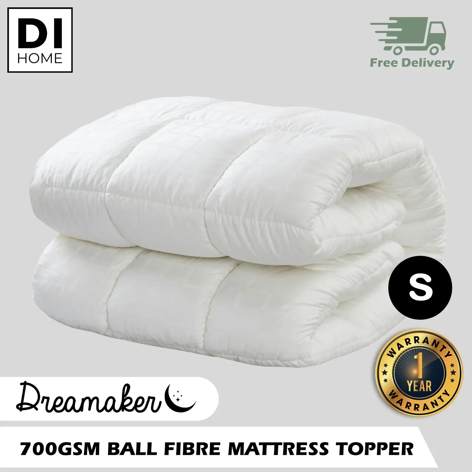 Dreamaker 700GSM Ball Fibre Mattress Topper - Single Bed