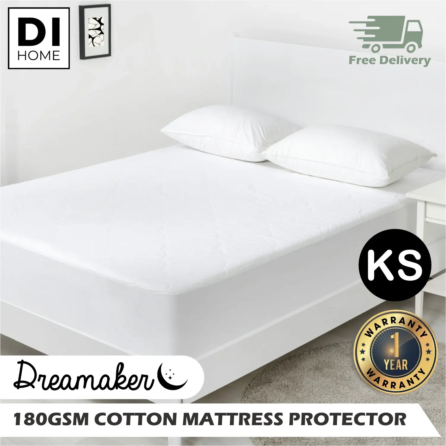 Dreamaker Quilted Cotton Filled Mattress Protector King Single Bed