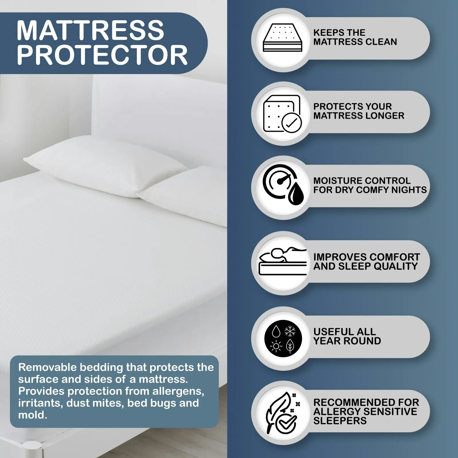 Dreamaker Quilted Cotton Filled Mattress Protector Double Bed