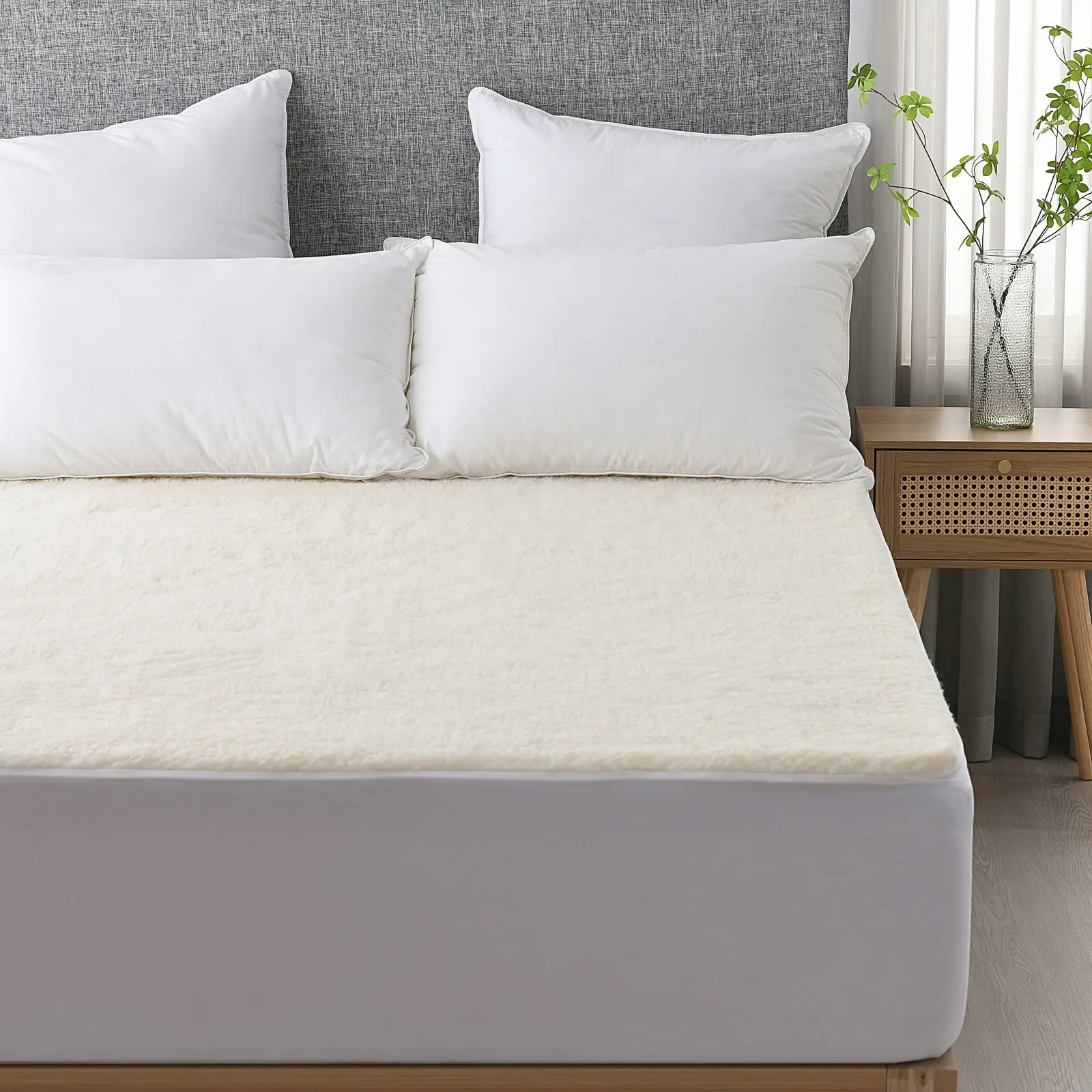 Dreamaker 300GSM Wool Fleece Mattress Underlay Double Bed