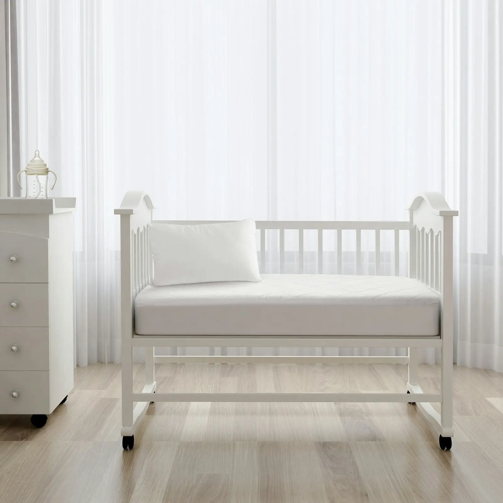 Natural Home Bamboo Quilted Mattress Protector White COT