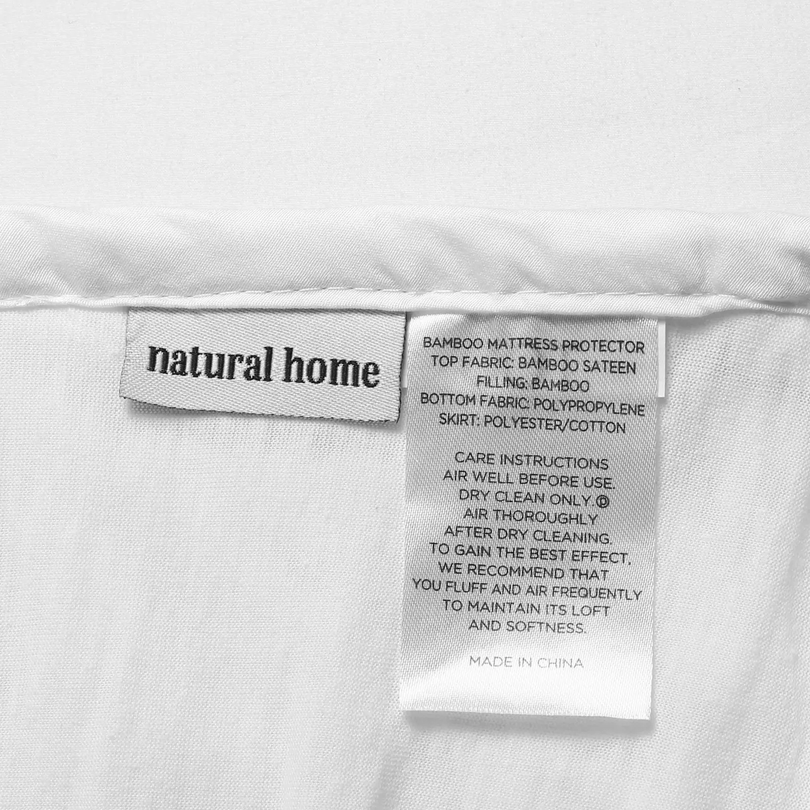 Natural Home Bamboo Quilted Mattress Protector White COT