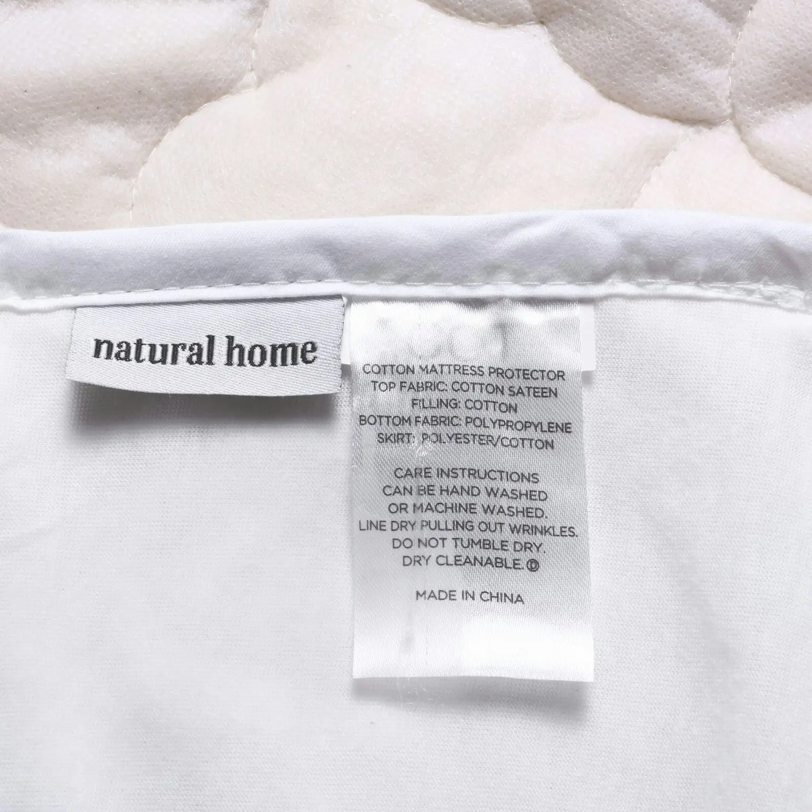 Natural Home Organic Cotton Quilted Mattress Protector White Cot