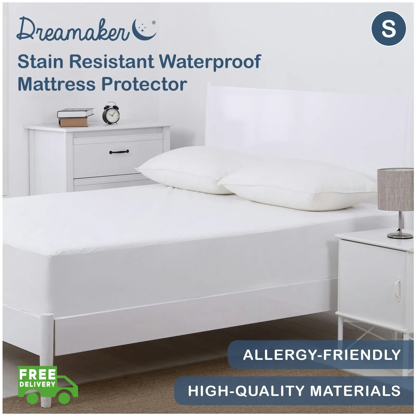 Dreamaker Stain Resistant Waterproof Mattress Protector Single Bed