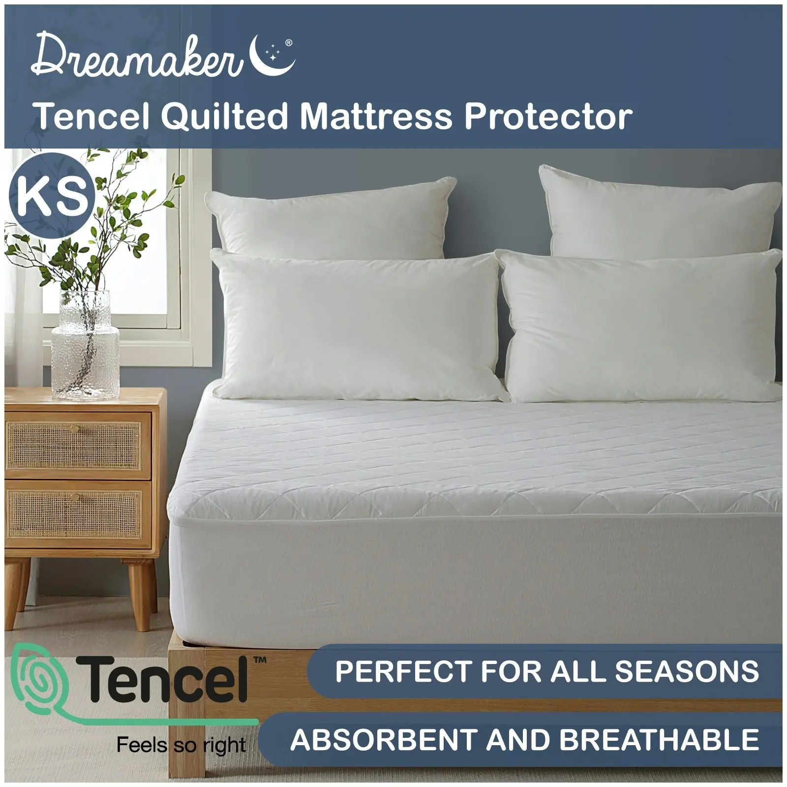 Dreamaker Tencel Mattress Protector King Single Bed