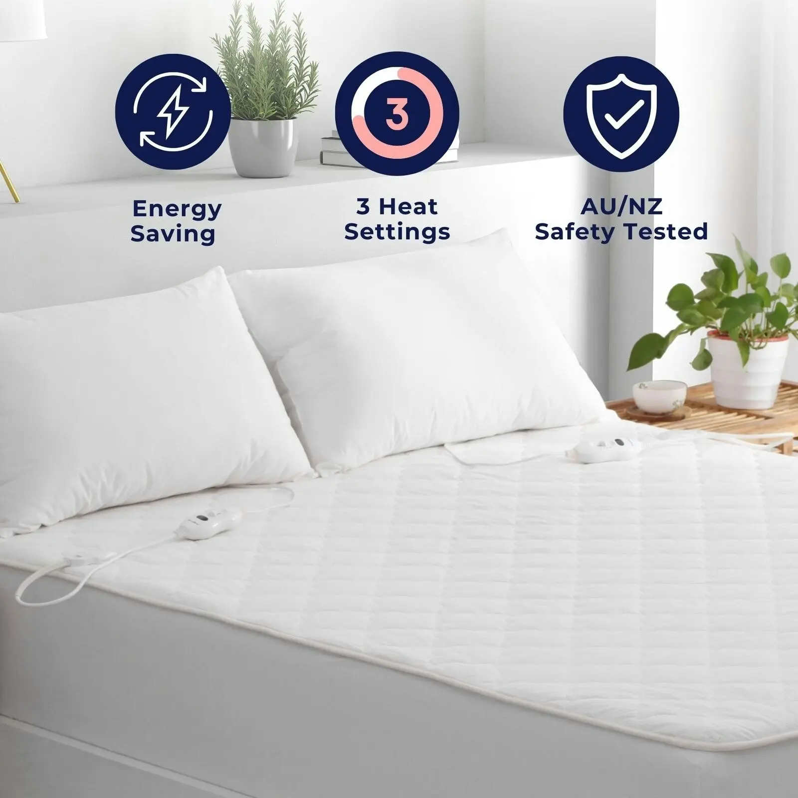 Dreamaker 100% Cotton Quilt Electric Blanket White Double Bed