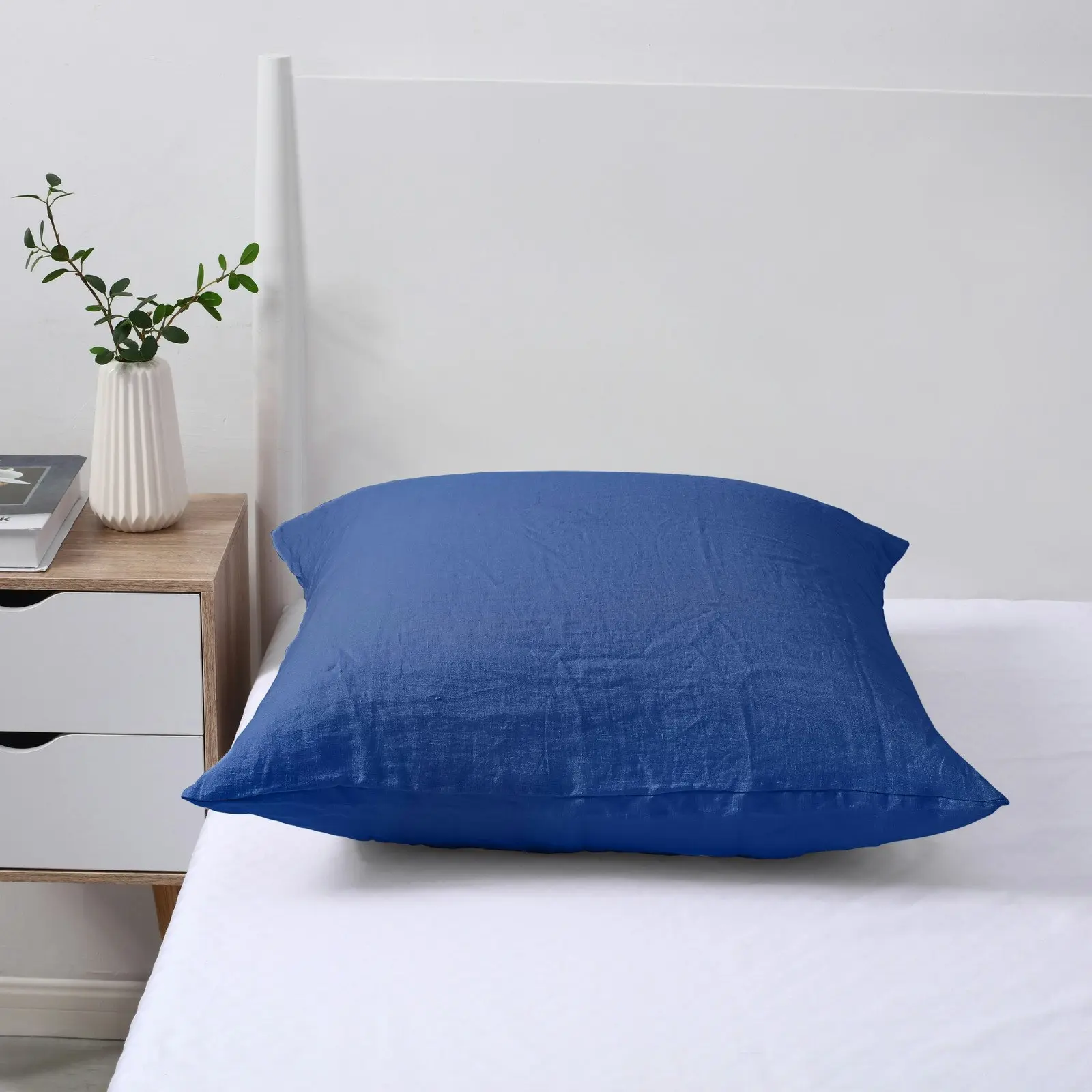 Natural Home 100% European Flax Linen Euro Pillowcase DEEP BLUE